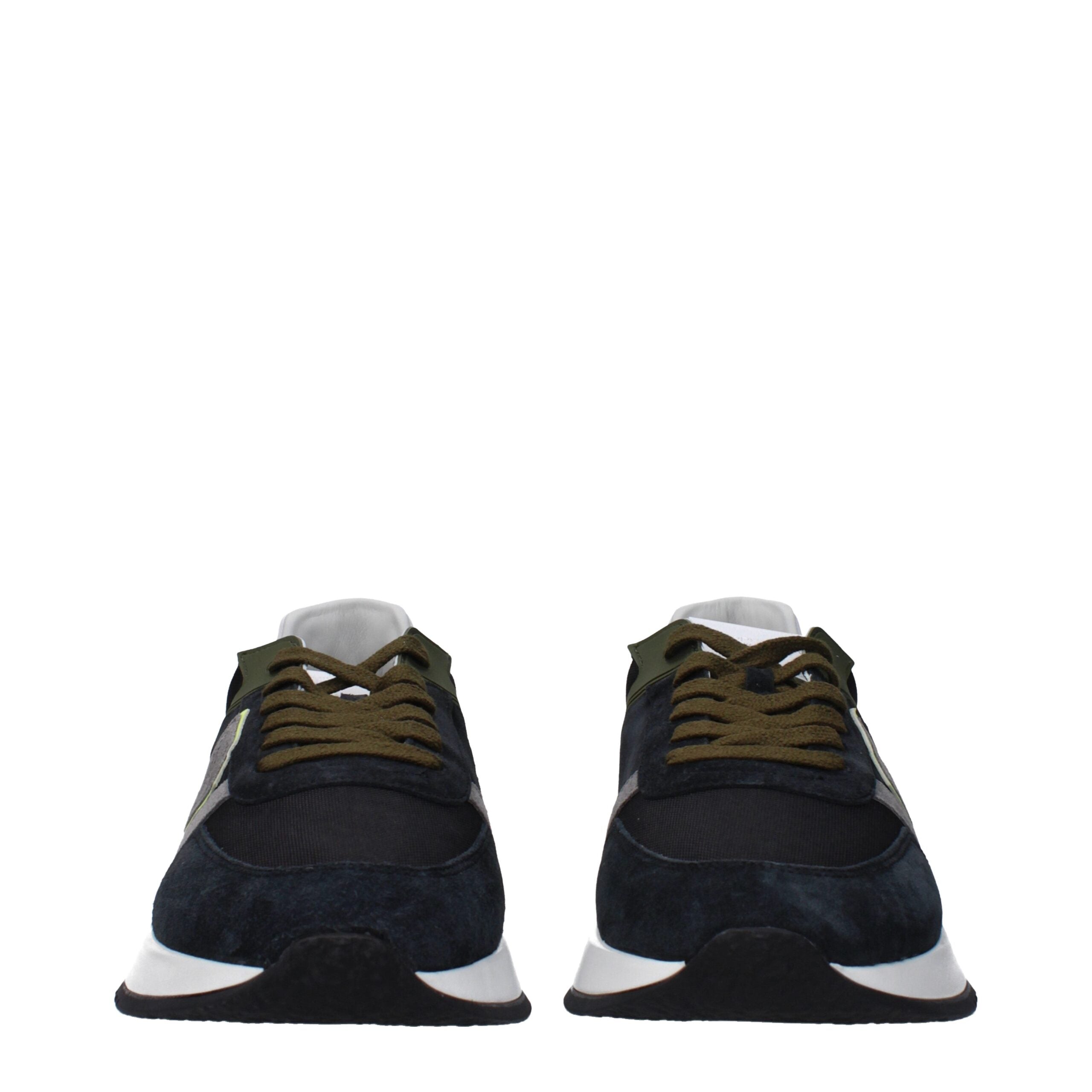 Blue Leather Athletic Sneakers