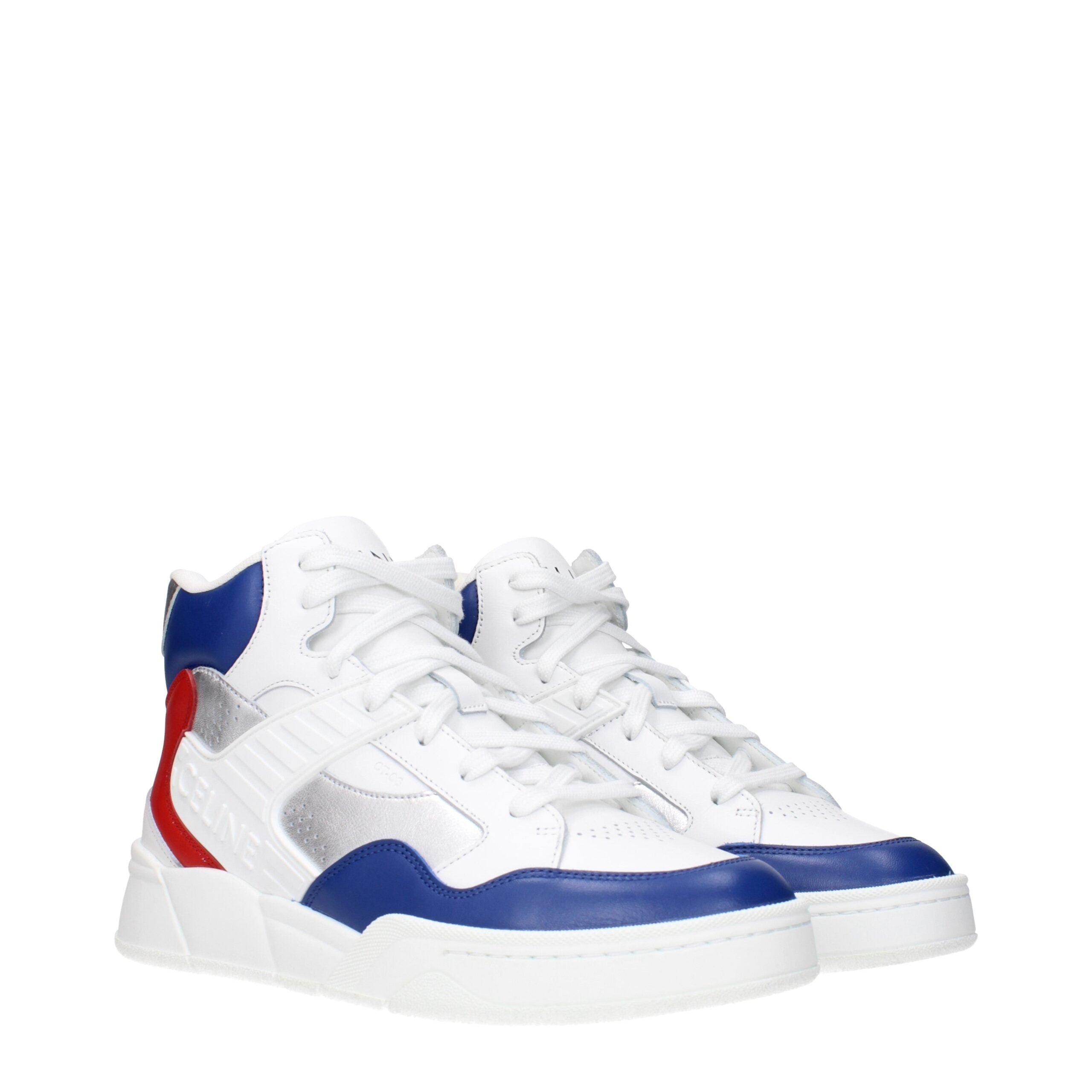 Blue Leather Athletic Sneakers