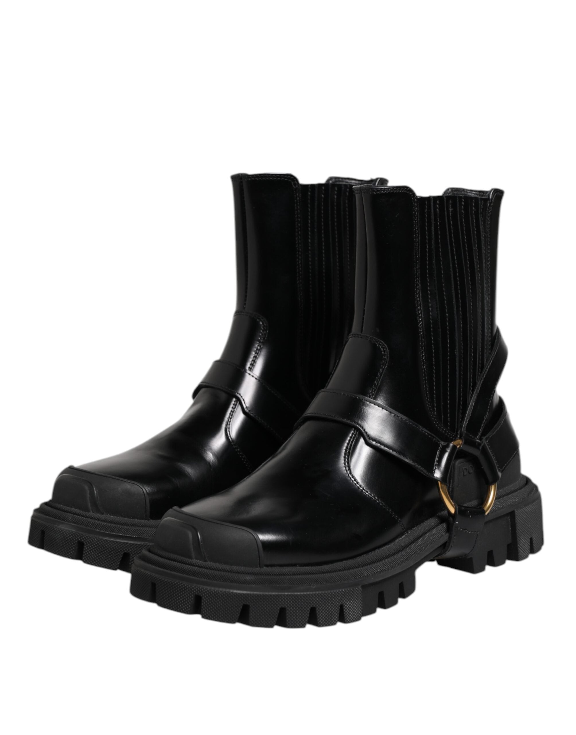 Black Leather Chelsea Men Short Boots Shoes