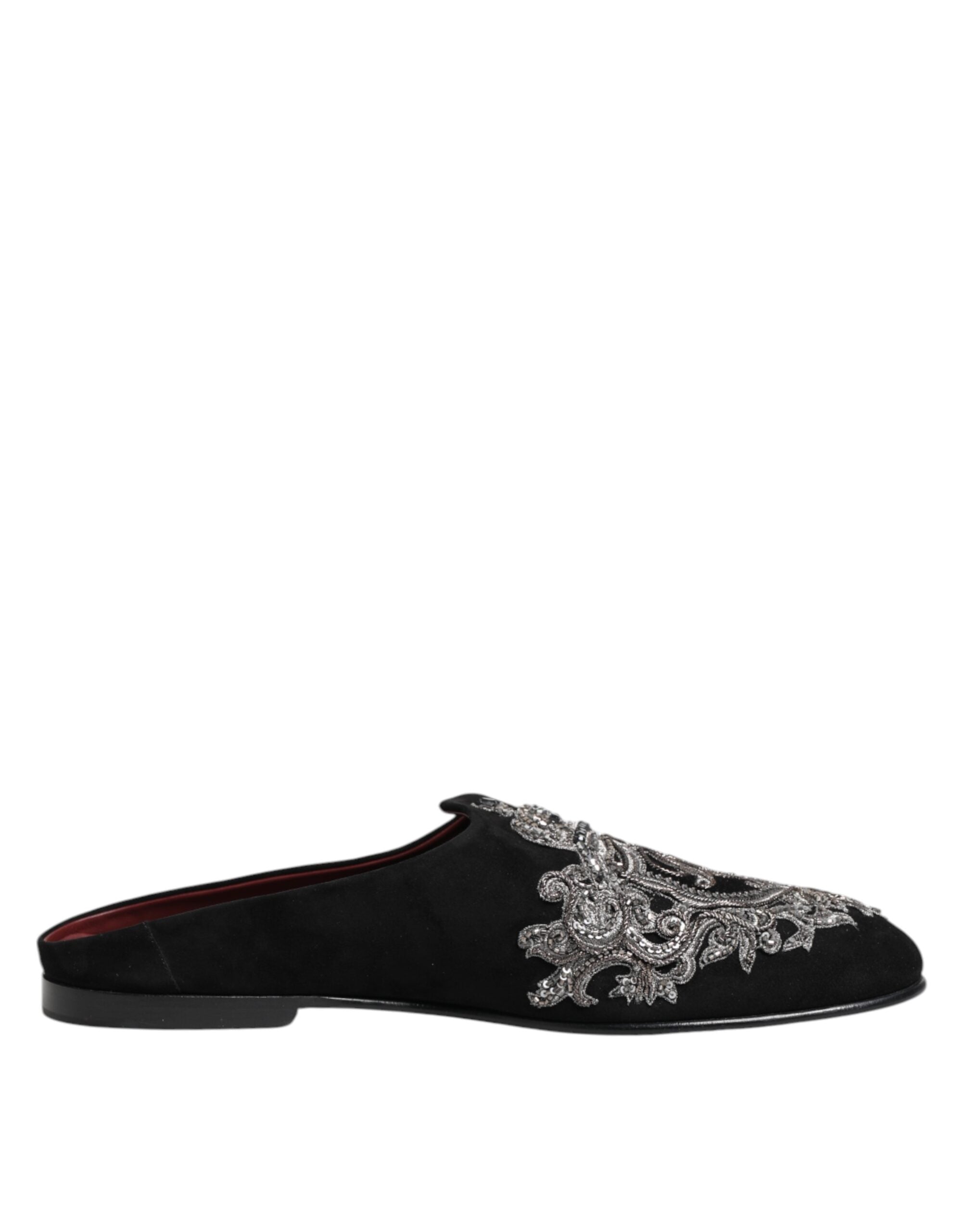 Černé sametové pantofle DG Crown