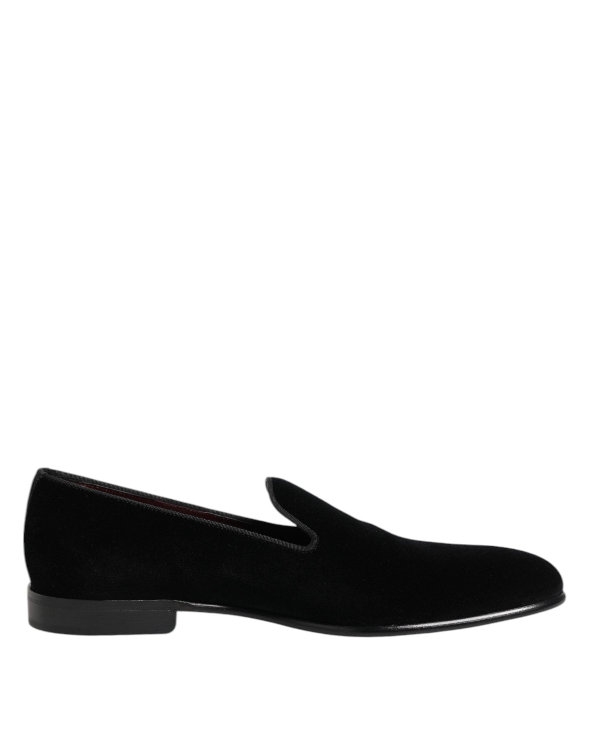 Black Velvet Slip On Loafers Men Formal Shoes