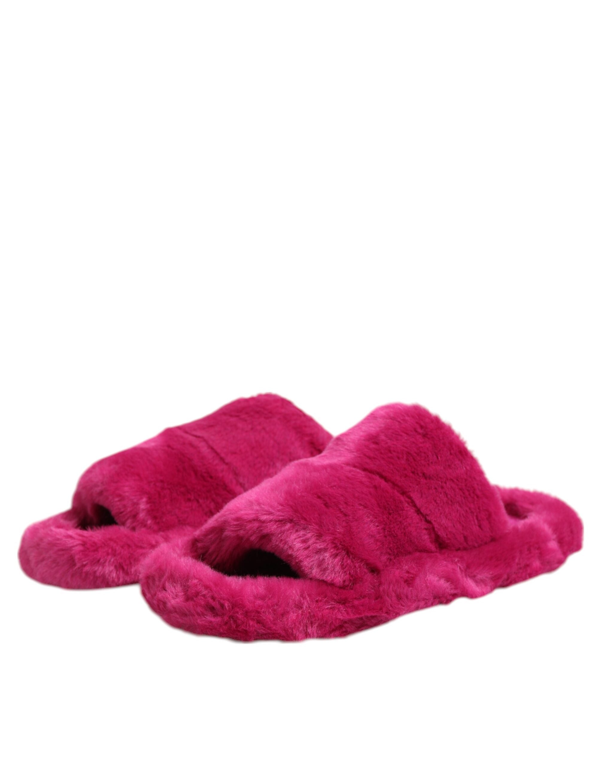 Pink Acrylic Faux Fur Mens Flats Sandals Shoes