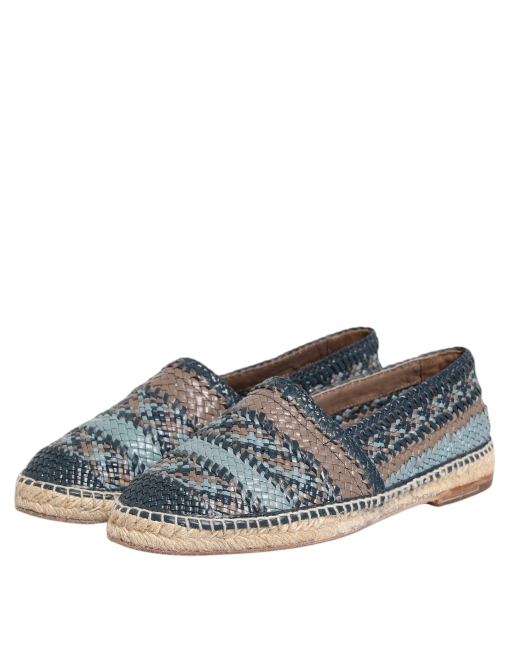 Modrošedé tkané kožené espadrilky Buffalo