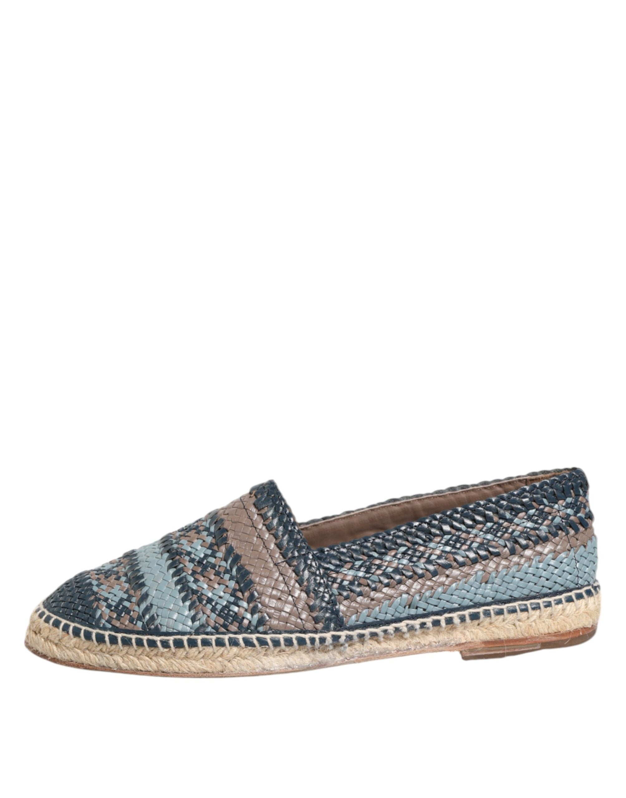 Modrošedé tkané kožené espadrilky Buffalo