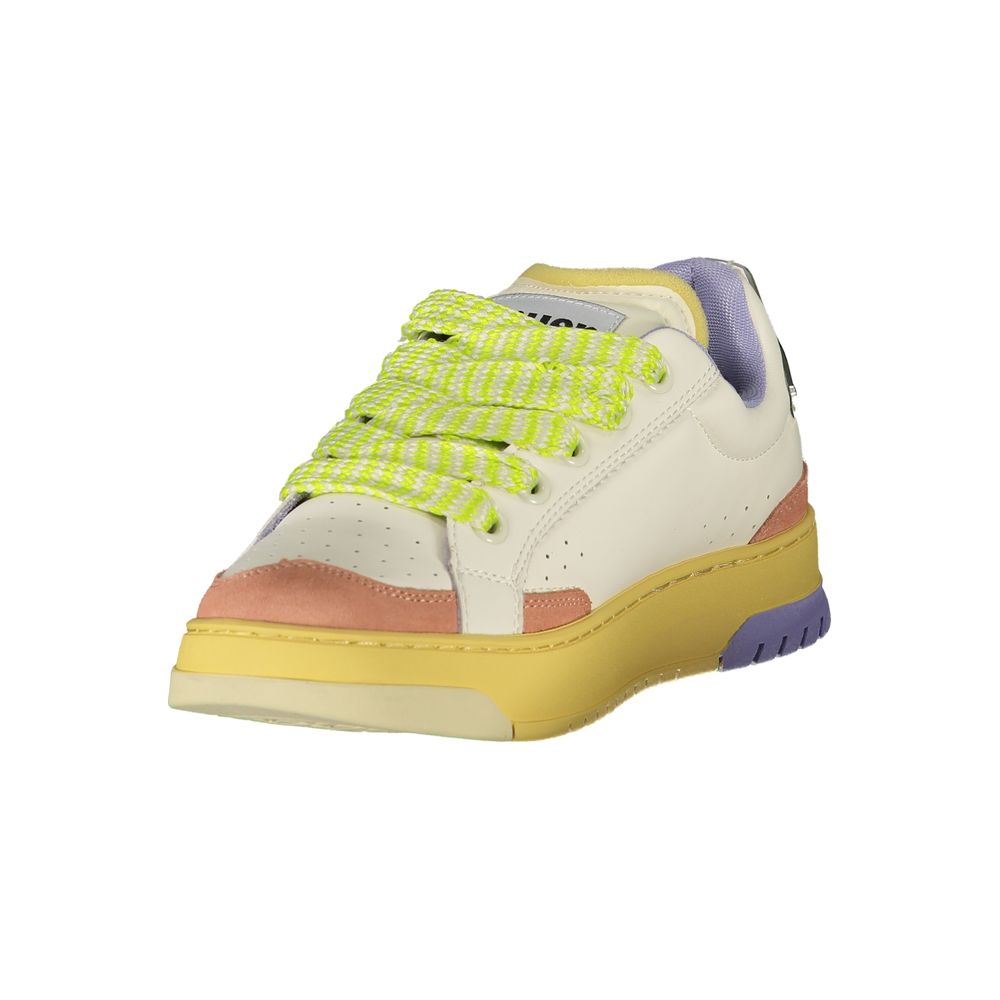 White Polyurethane Women Sneaker