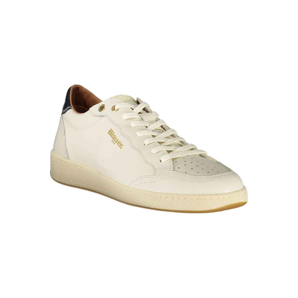 White Polyurethane Men Sneaker