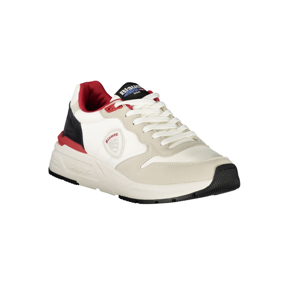 White Polyurethane Men Sneaker
