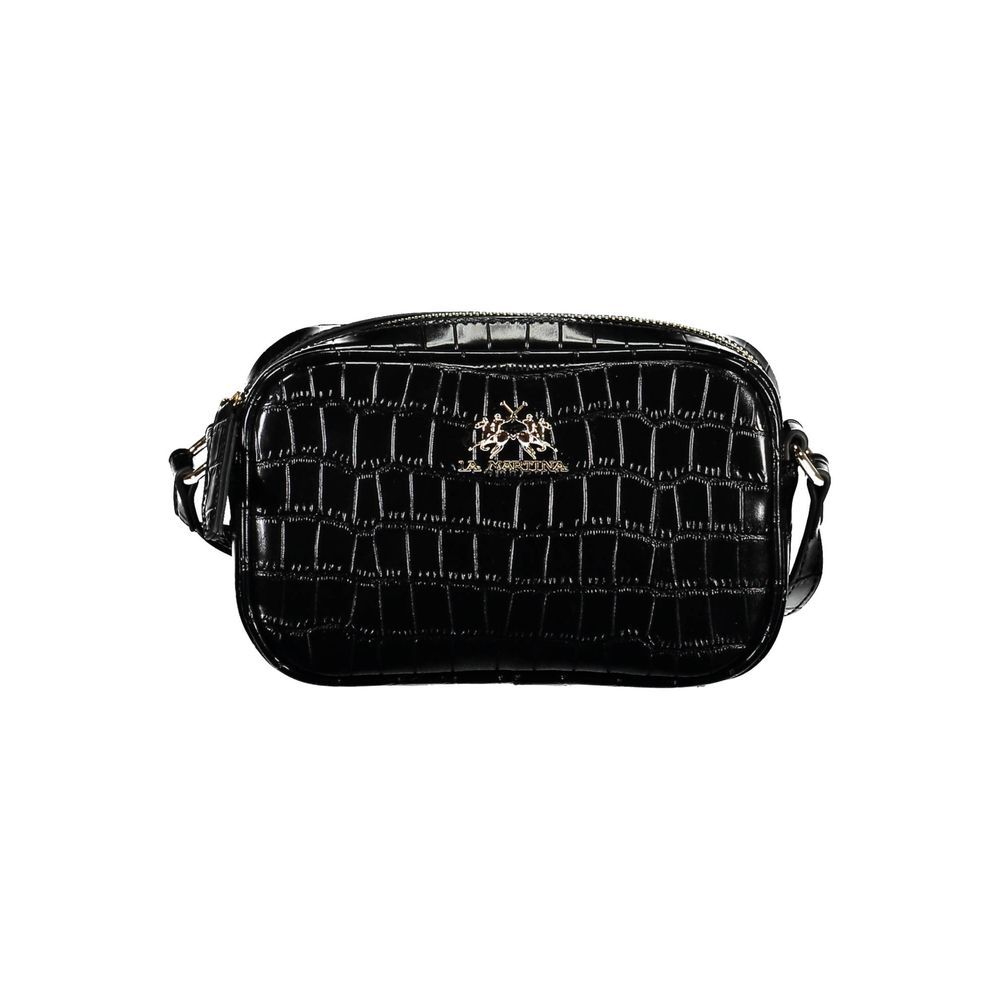 Black Polyurethane Women Shoulder Bag