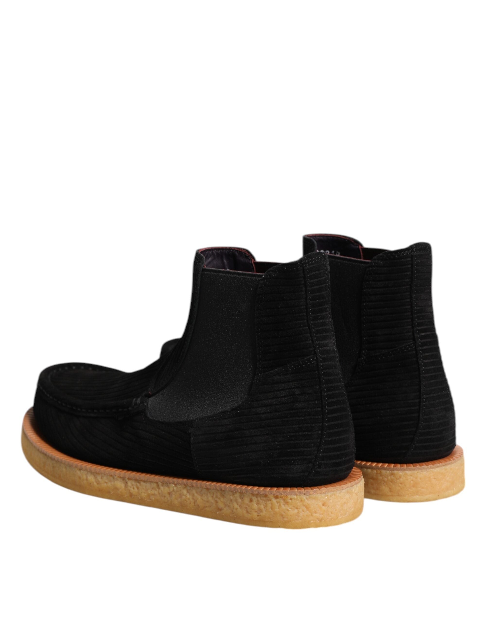 Black Calf Suede Slip On Ankle Boots Shoes