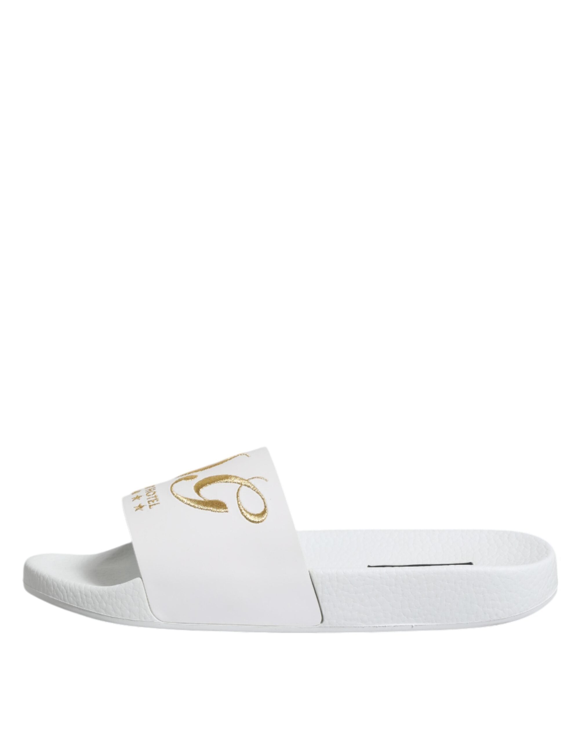 White Leather Slides Sandals Beachwear Shoes