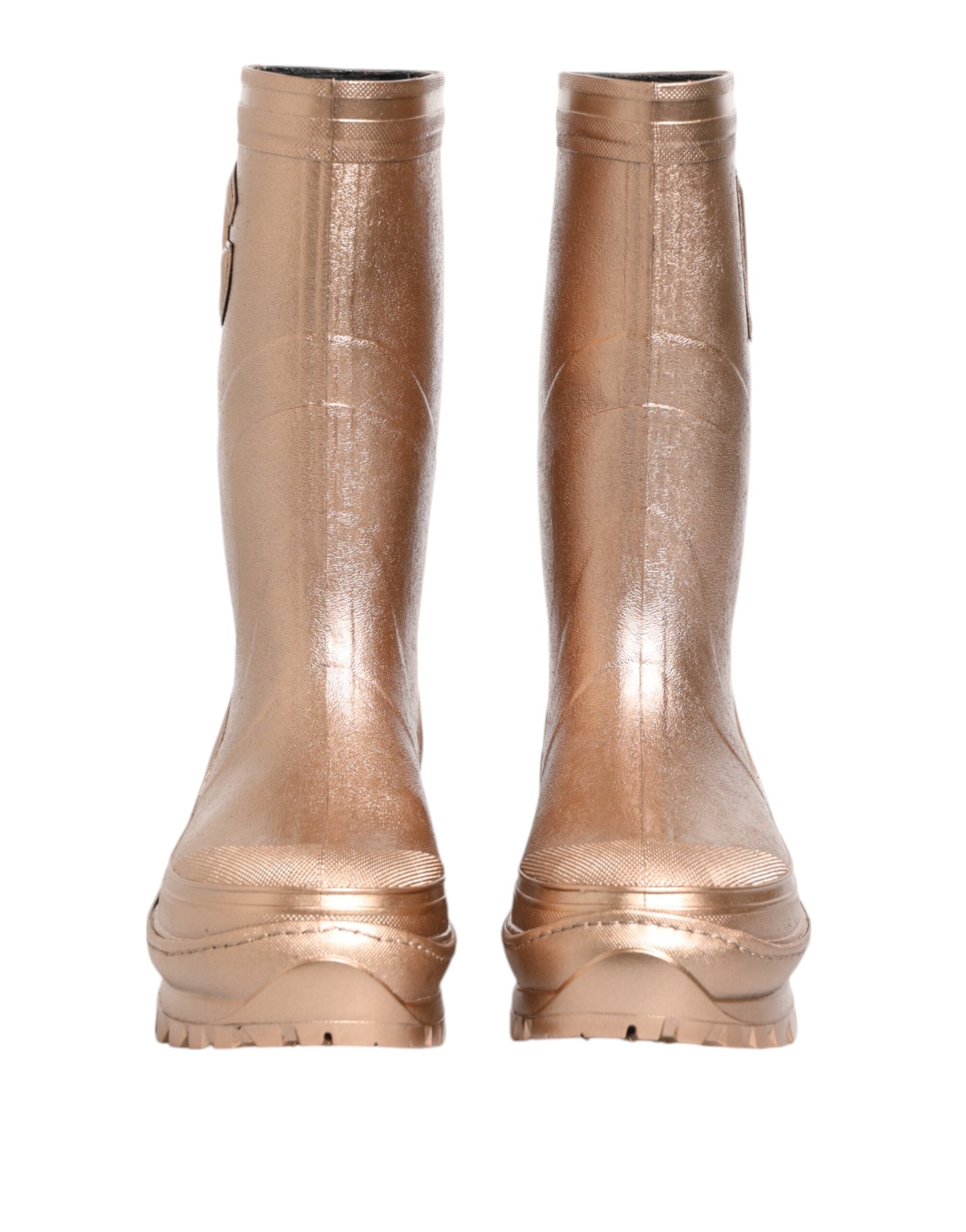Rose Gold Rubber Pull On Rain Boots Shoes