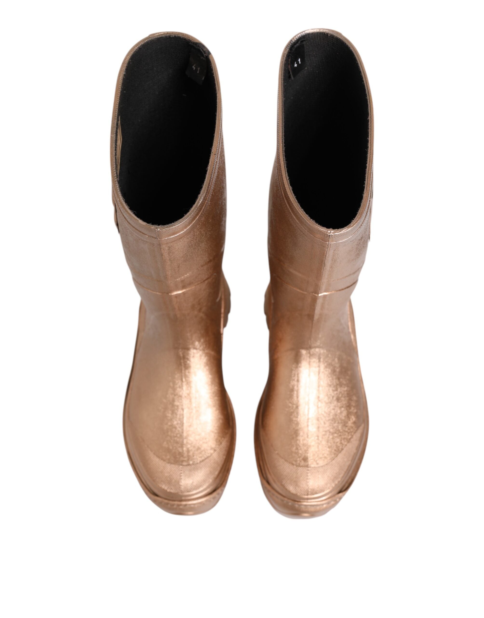 Rose Gold Rubber Pull On Rain Boots Shoes