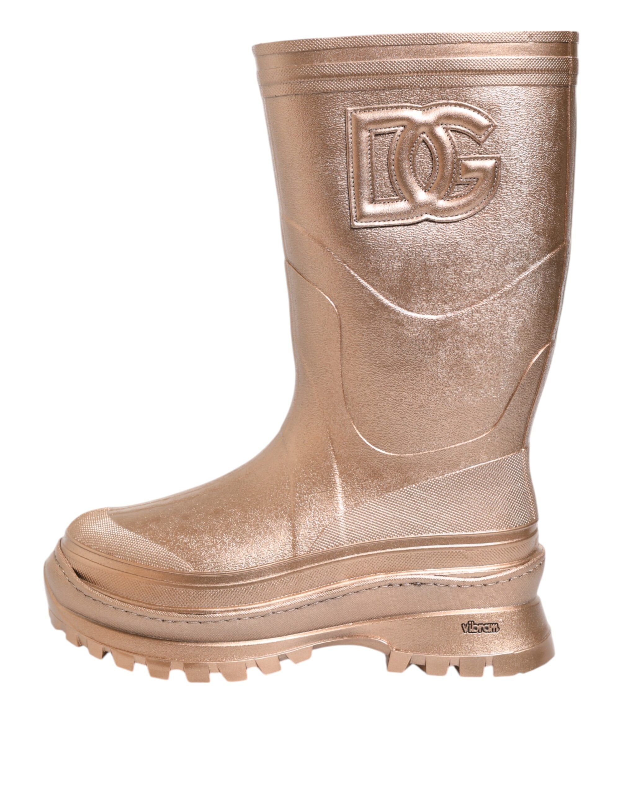 Rose Gold Rubber Pull On Rain Boots Shoes