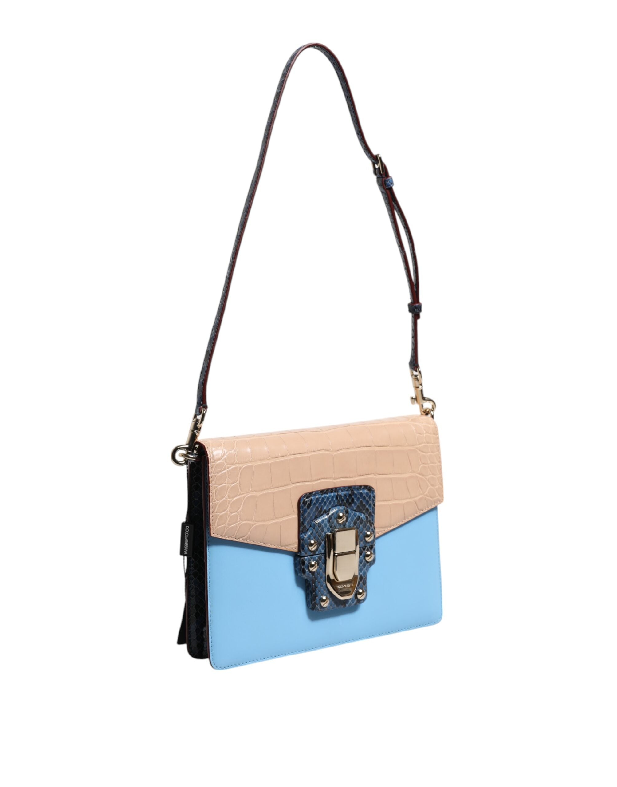 Modro-béžová crossbody kabelka LUCIA z exotické kůže