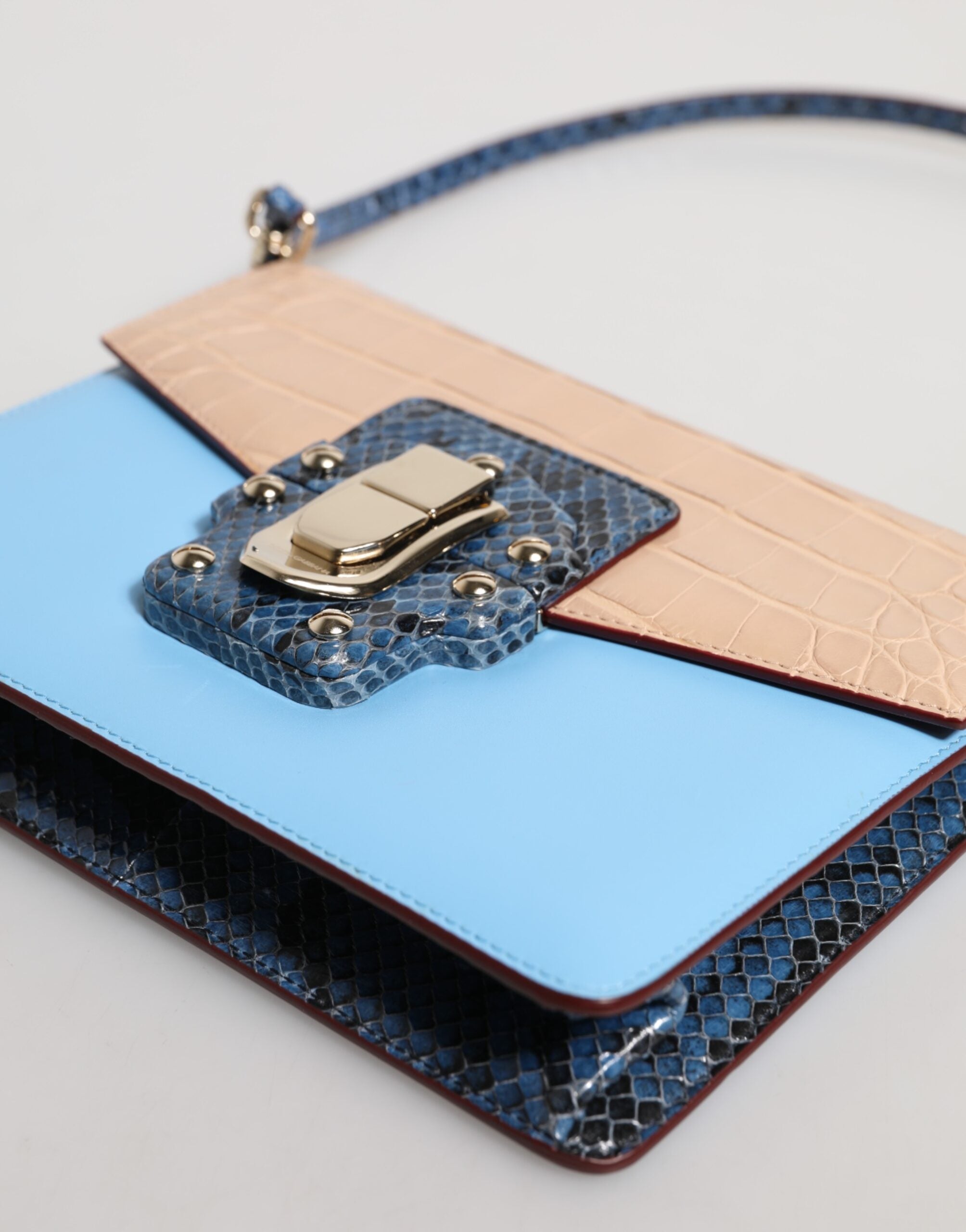Modro-béžová crossbody kabelka LUCIA z exotické kůže