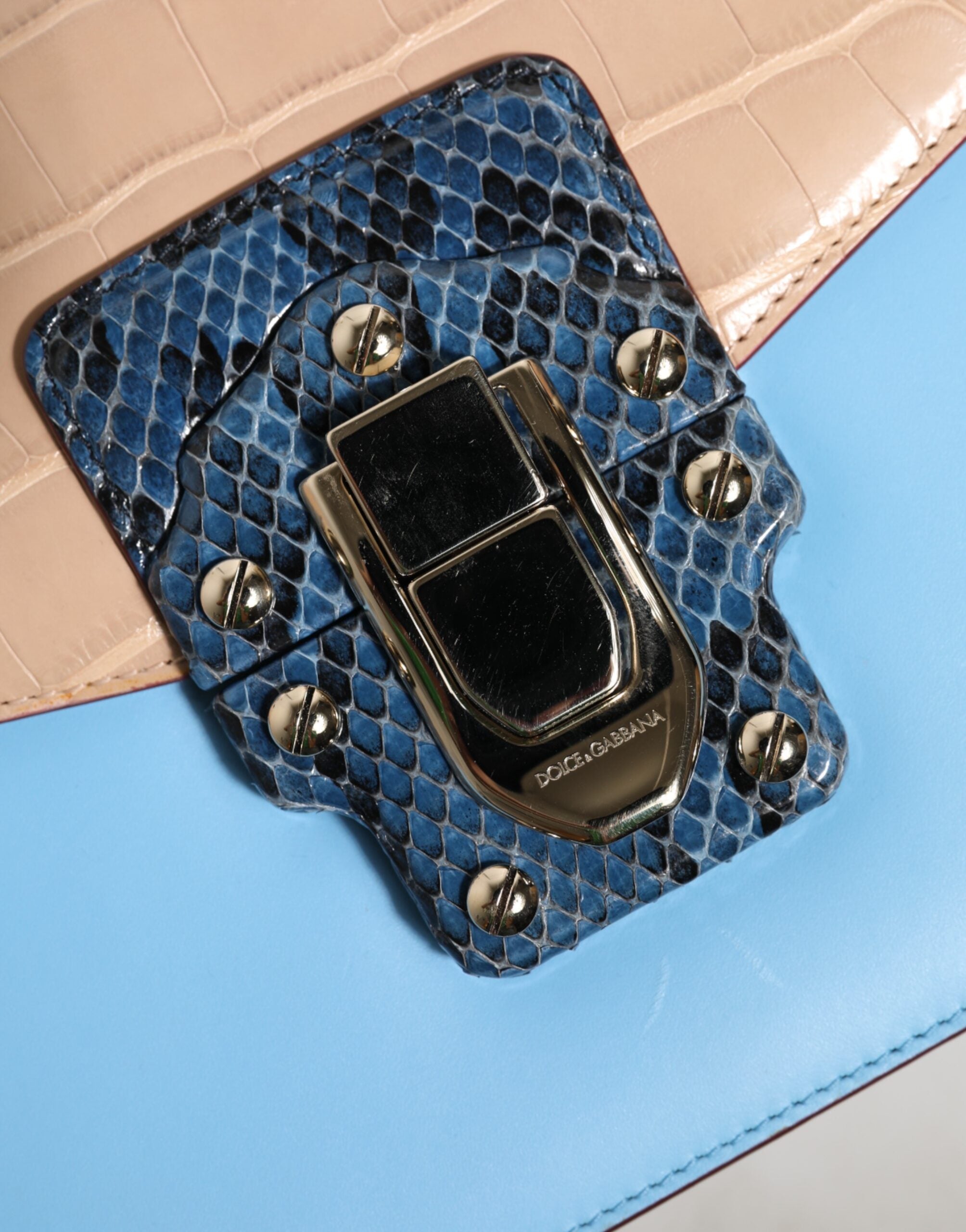 Modro-béžová crossbody kabelka LUCIA z exotické kůže