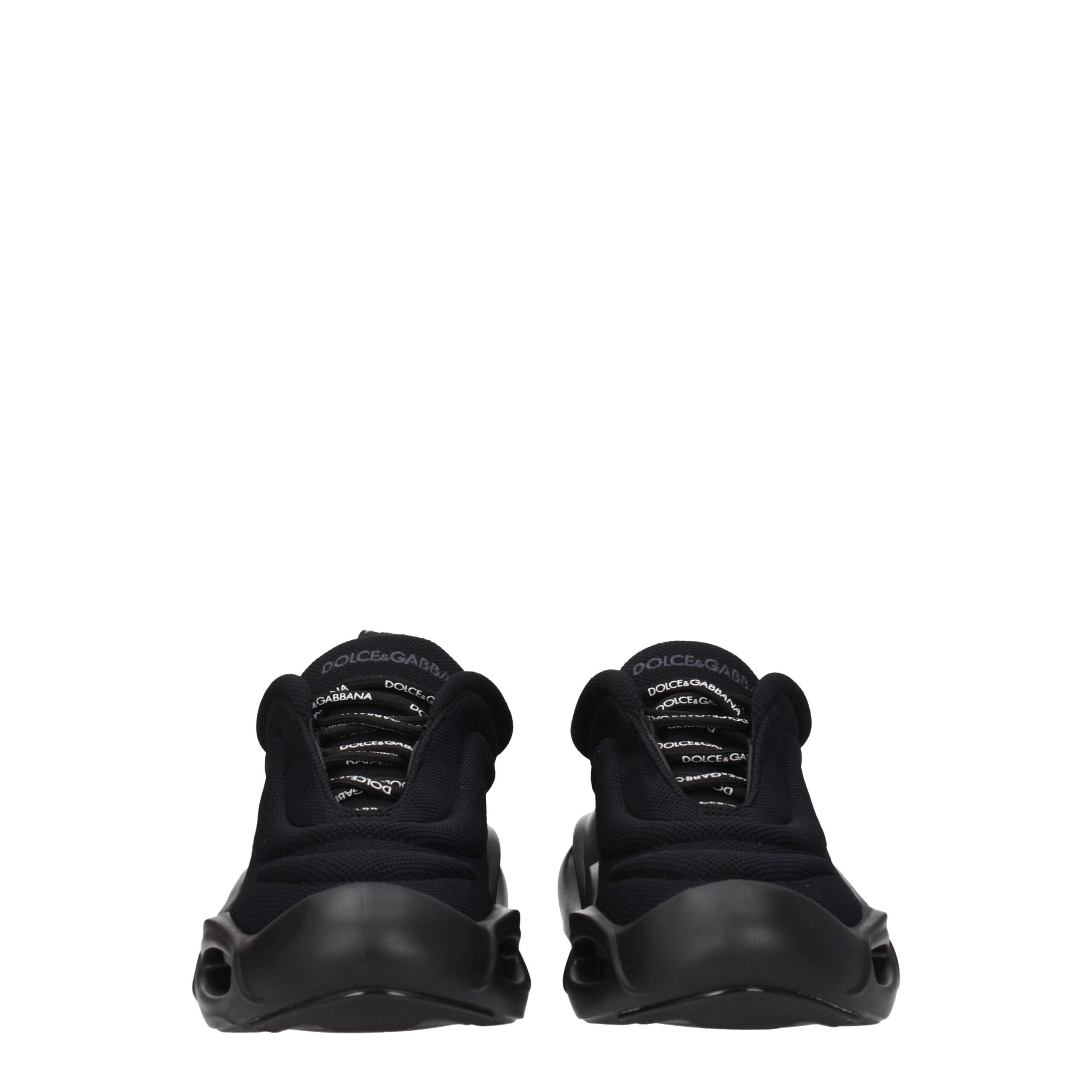 Black Fabric Chunky Sneakers