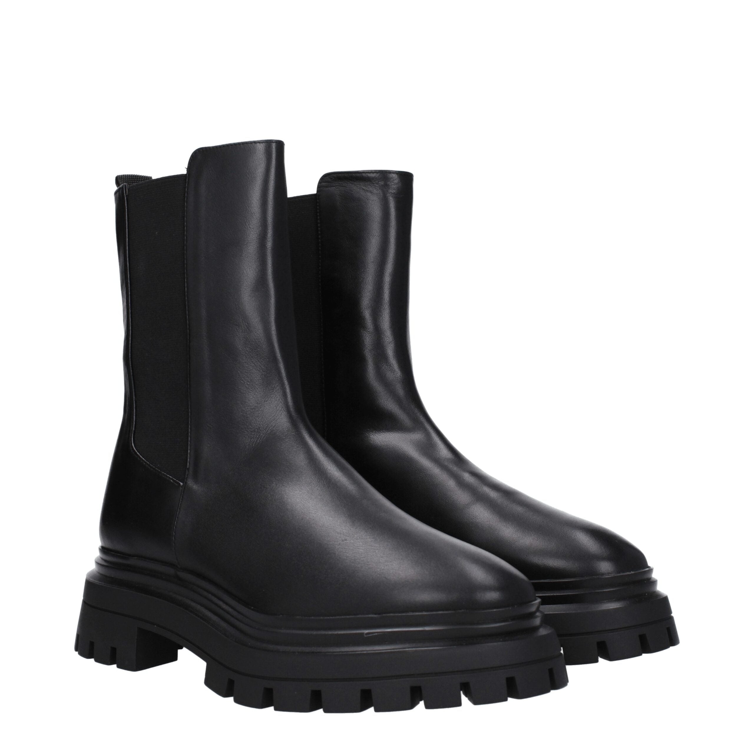 Black Leather Ankle Boots