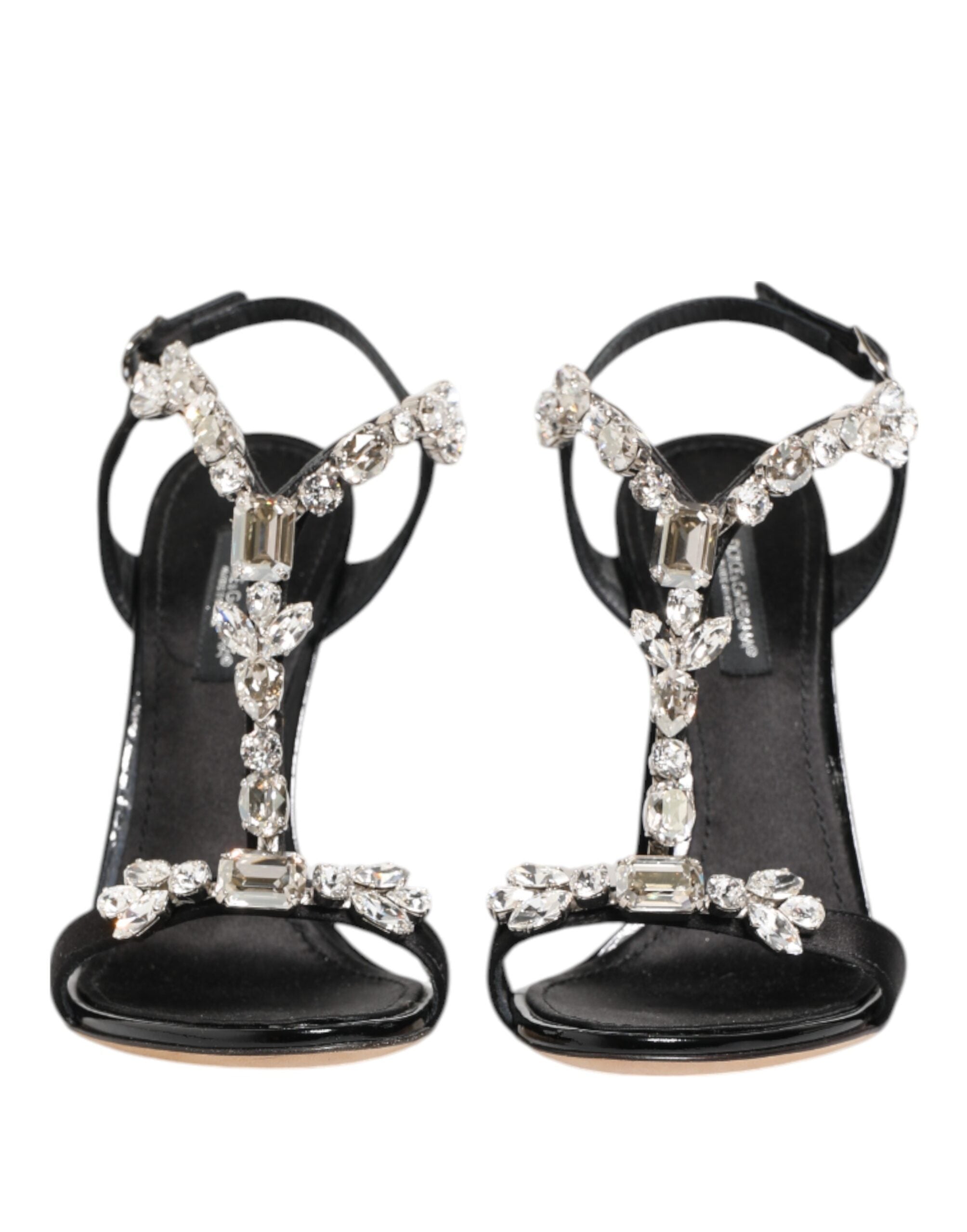 Black Keira Crystals Heels Sandals Shoes