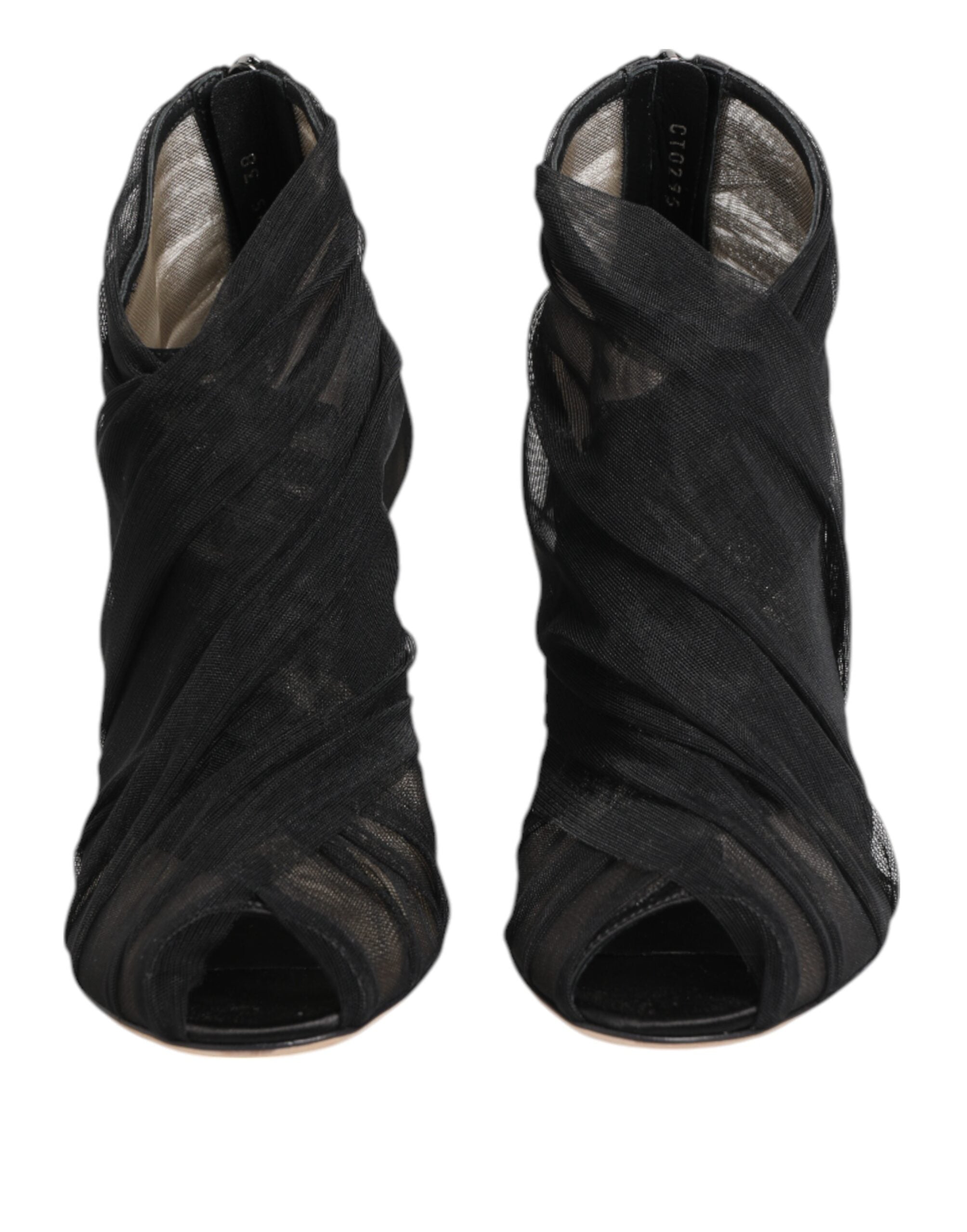 Black Mesh Stiletto Heels Ankle Boots Shoes