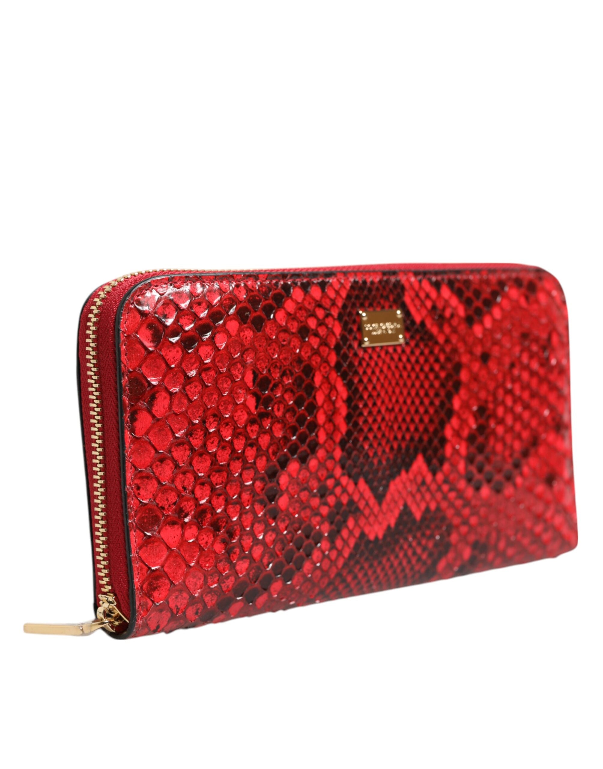 Červená exotická kožená peněženka Continental Clutch s zipem
