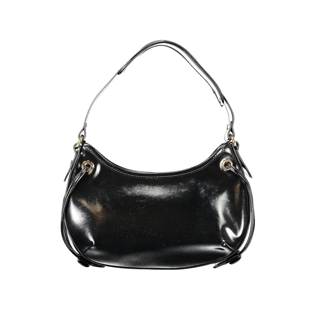 Black Polyurethane Women Hobo Bag