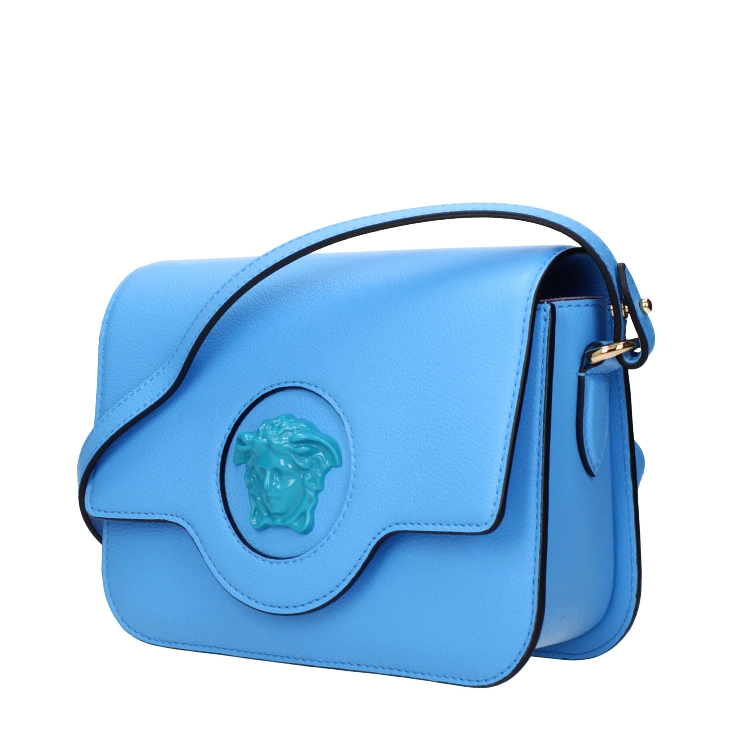 Světle modré kožené crossbody kabelky