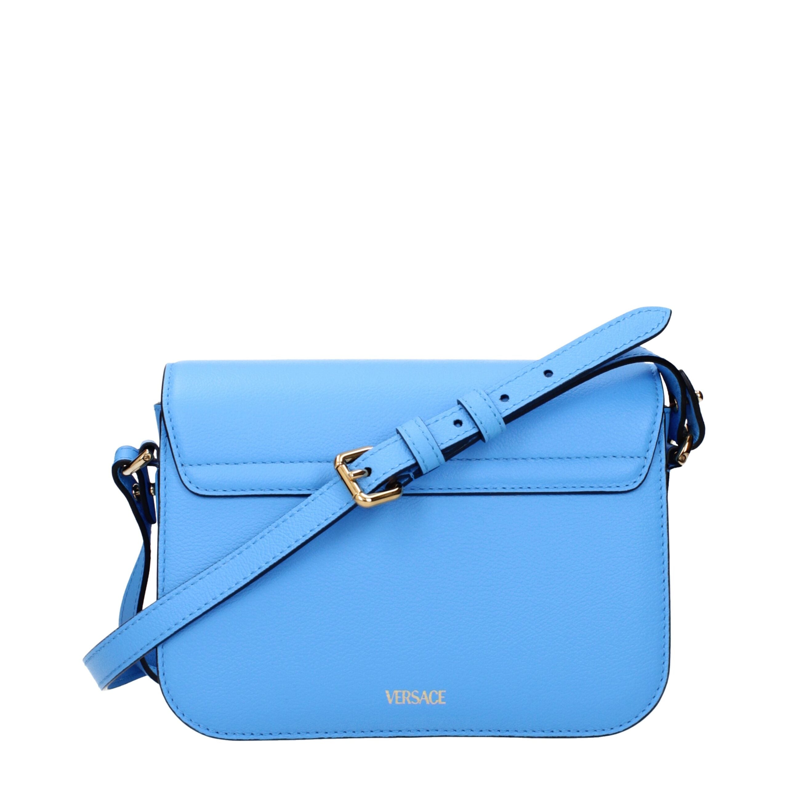 Světle modré kožené crossbody kabelky