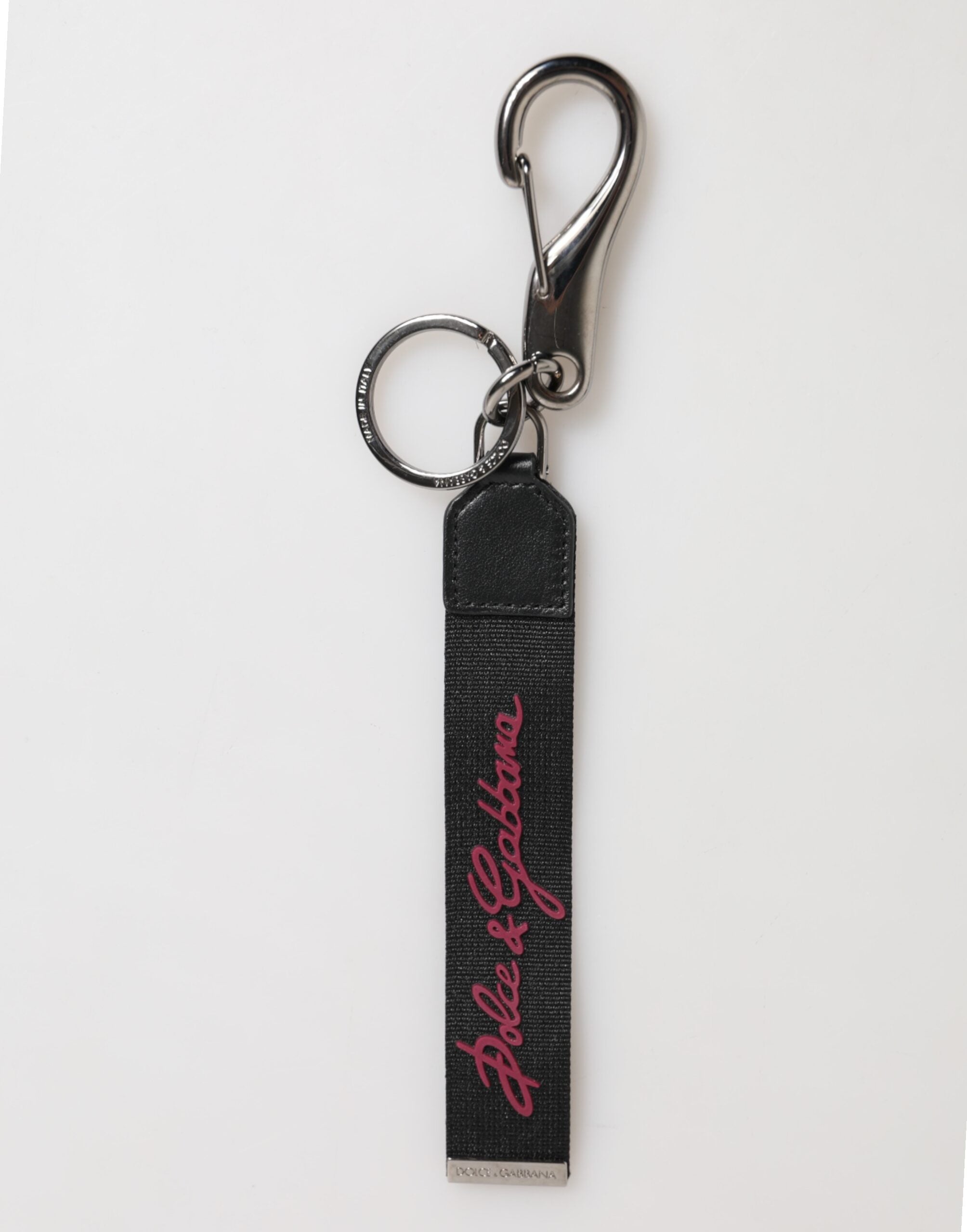 Black Burgundy Polyester DG Logo Men Keychain Keyring