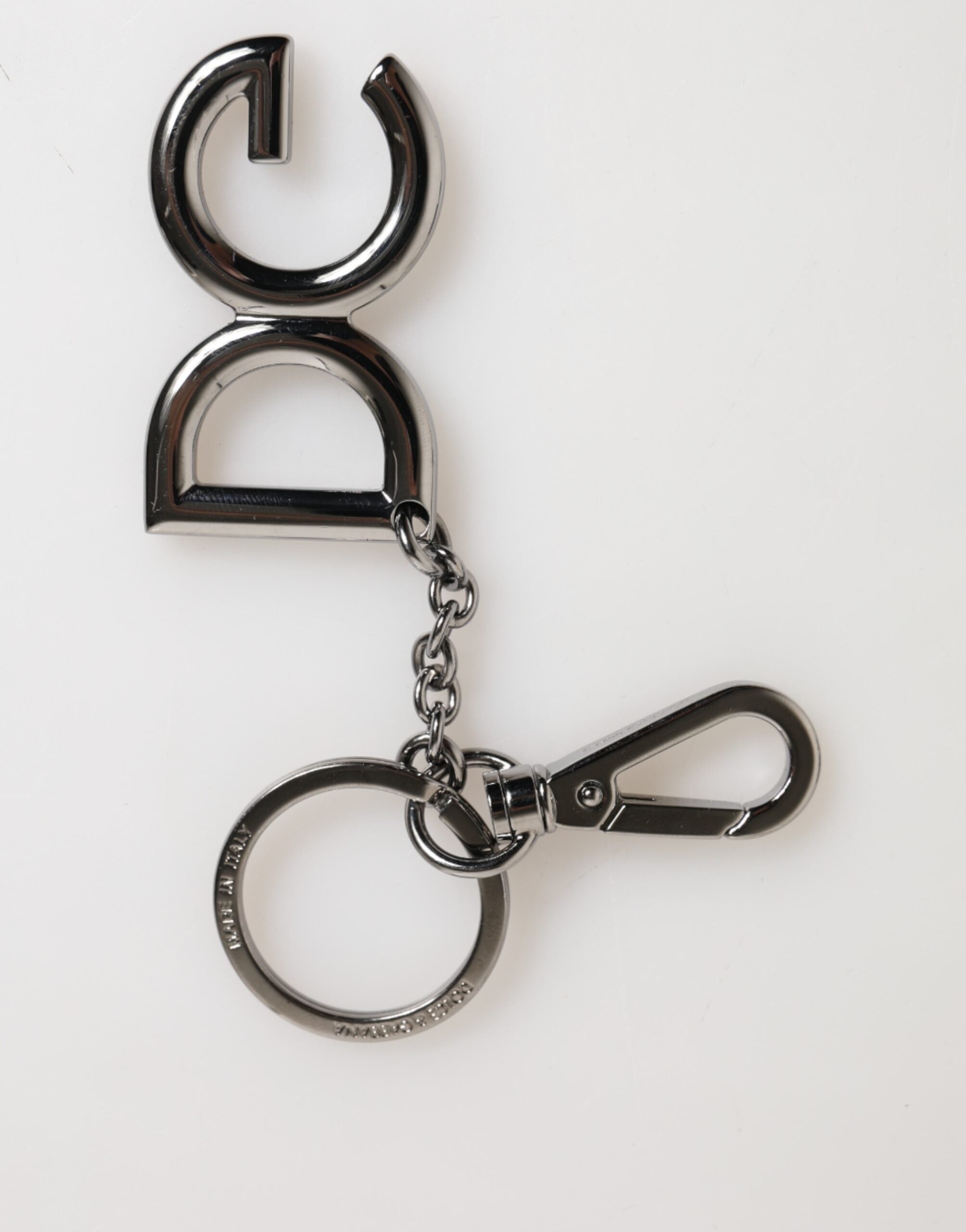 Pánský kovový držák na klíče s logem DG, stříbrný mosaz, přívěsek na klíče