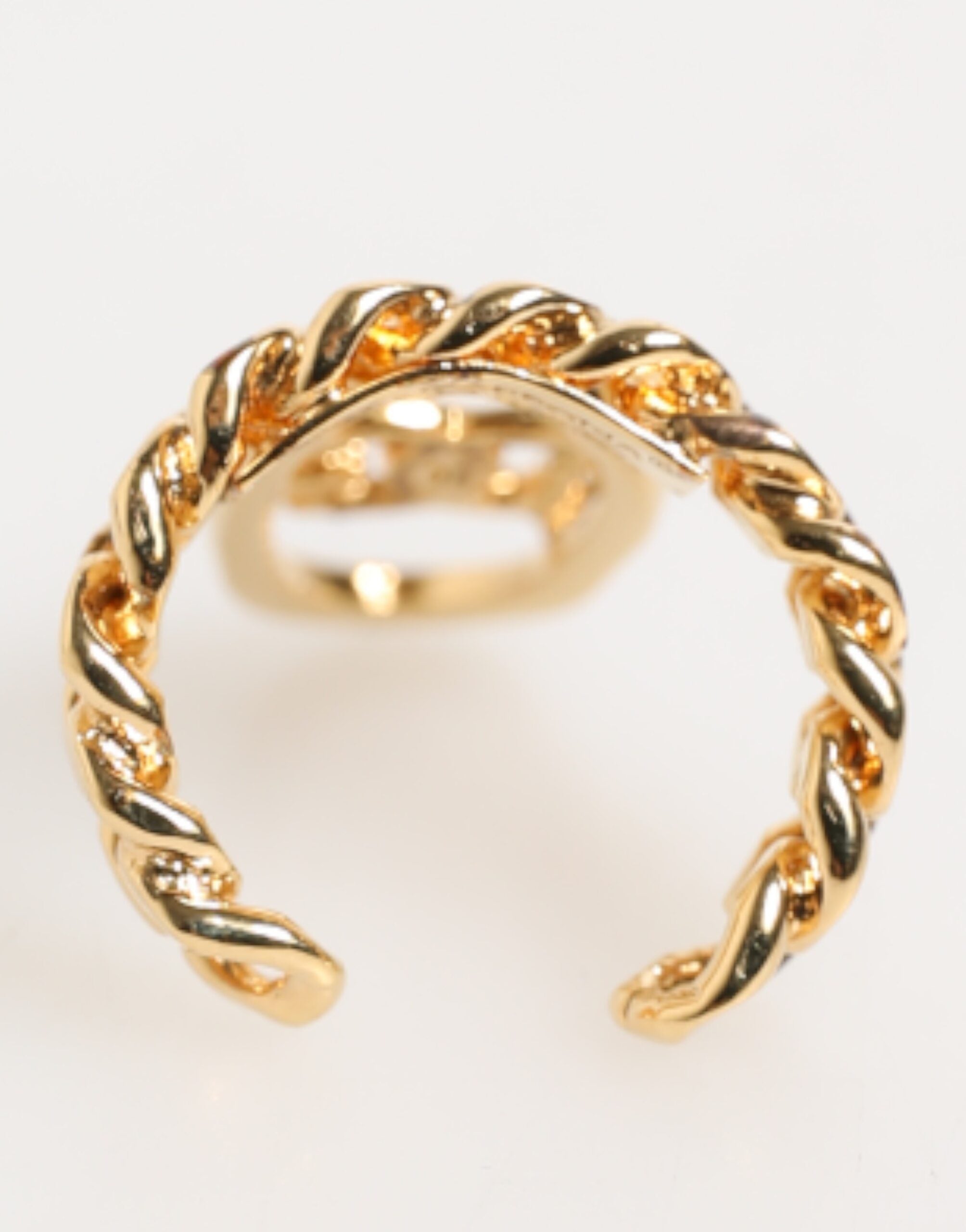 Gold Tone Brass Oval DG Logo Chain Adjustable Ring