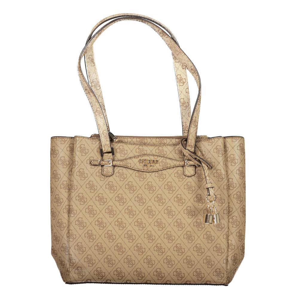 Beige Polyethylene Women Handbag