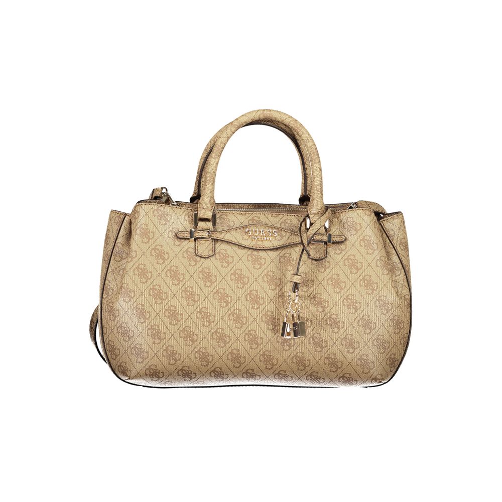 Beige Polyurethane Women Handbag