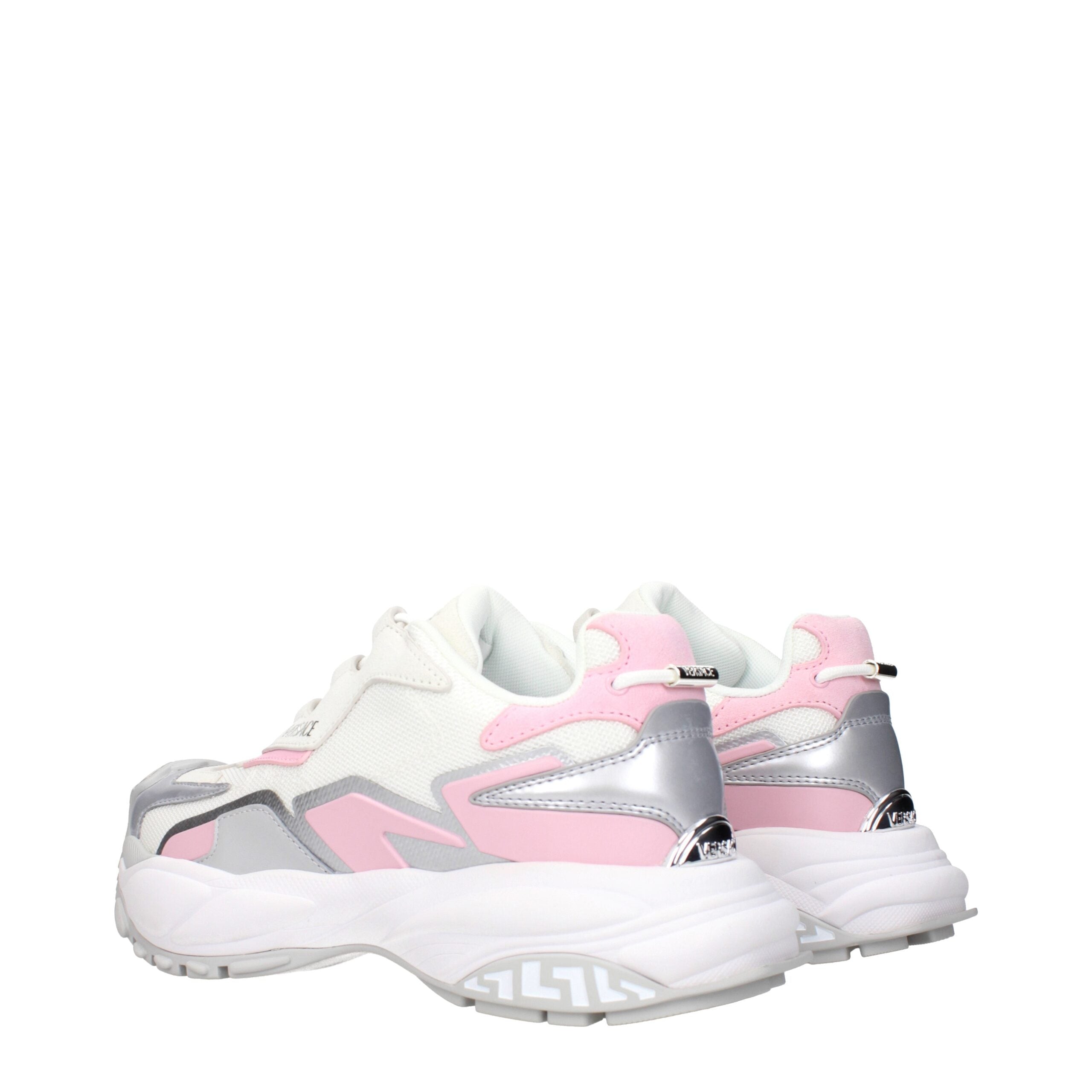 White Fabric Chunky Sneakers