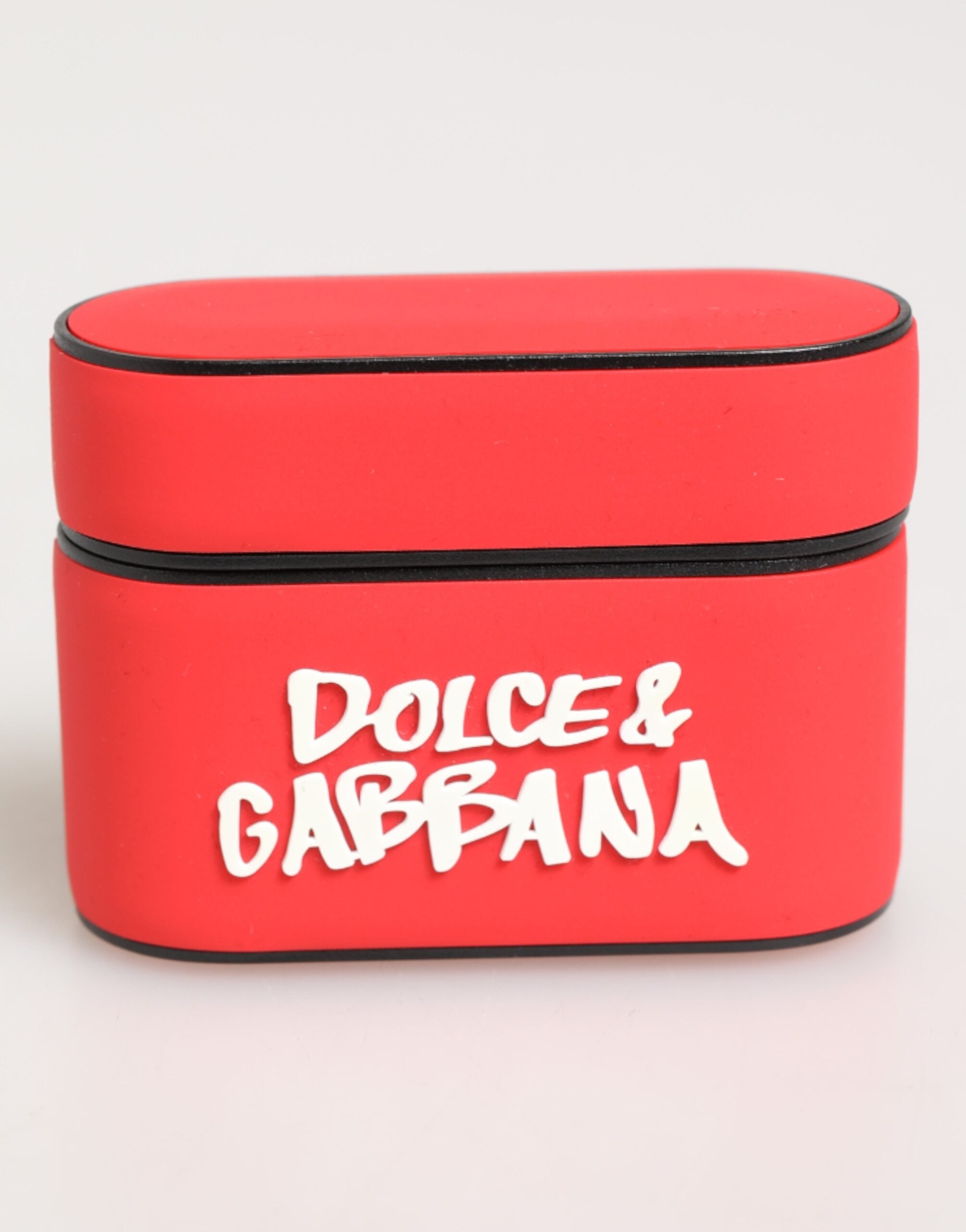 Red PVC DG Logo Embossed Men Flip Holder Airpods Case
