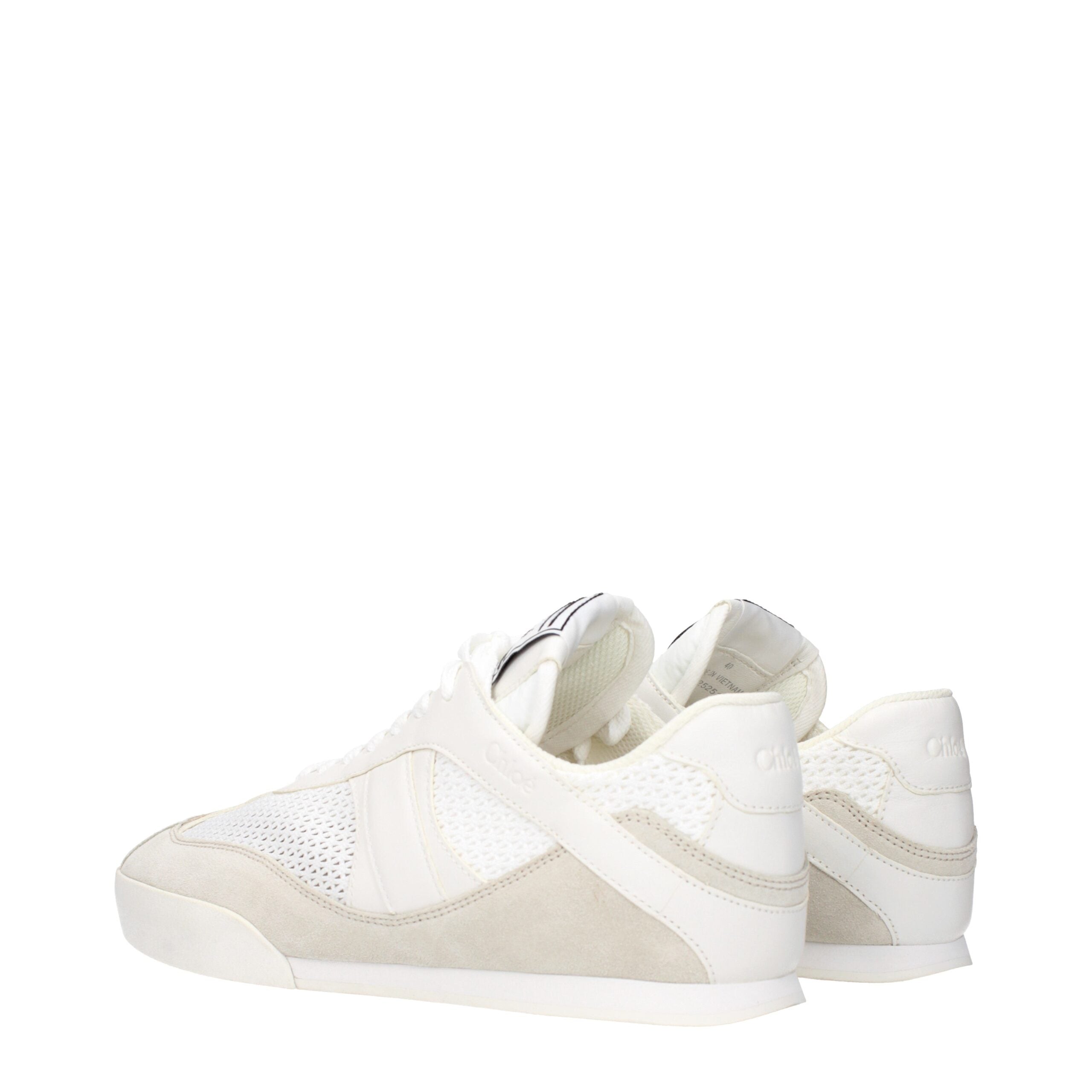 White Fabric Low Top Sneakers