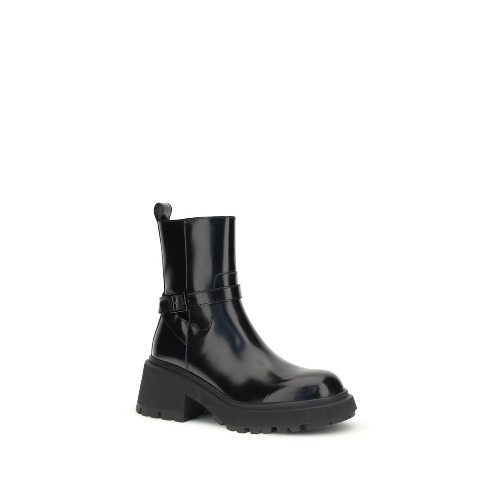 Black Calf Leather Bos Taurus Ankle Boots