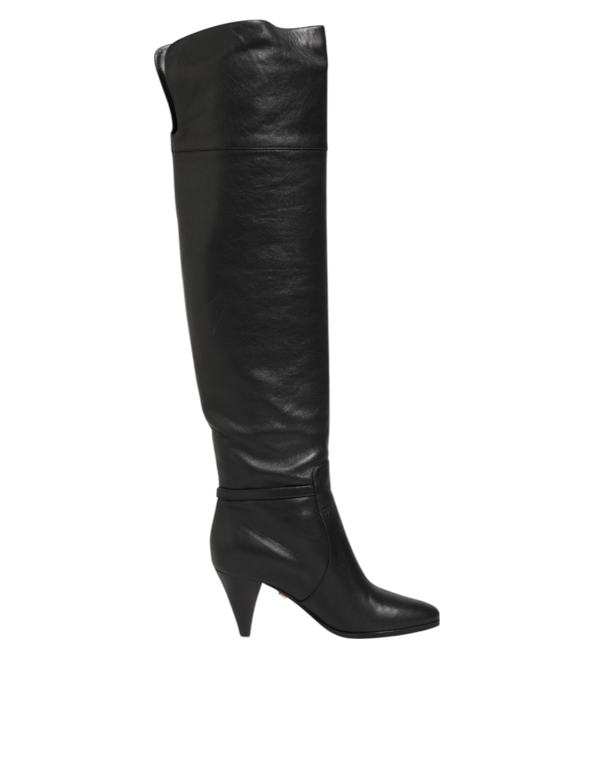 Black Leather Over-The-Knee DG Boots Shoes