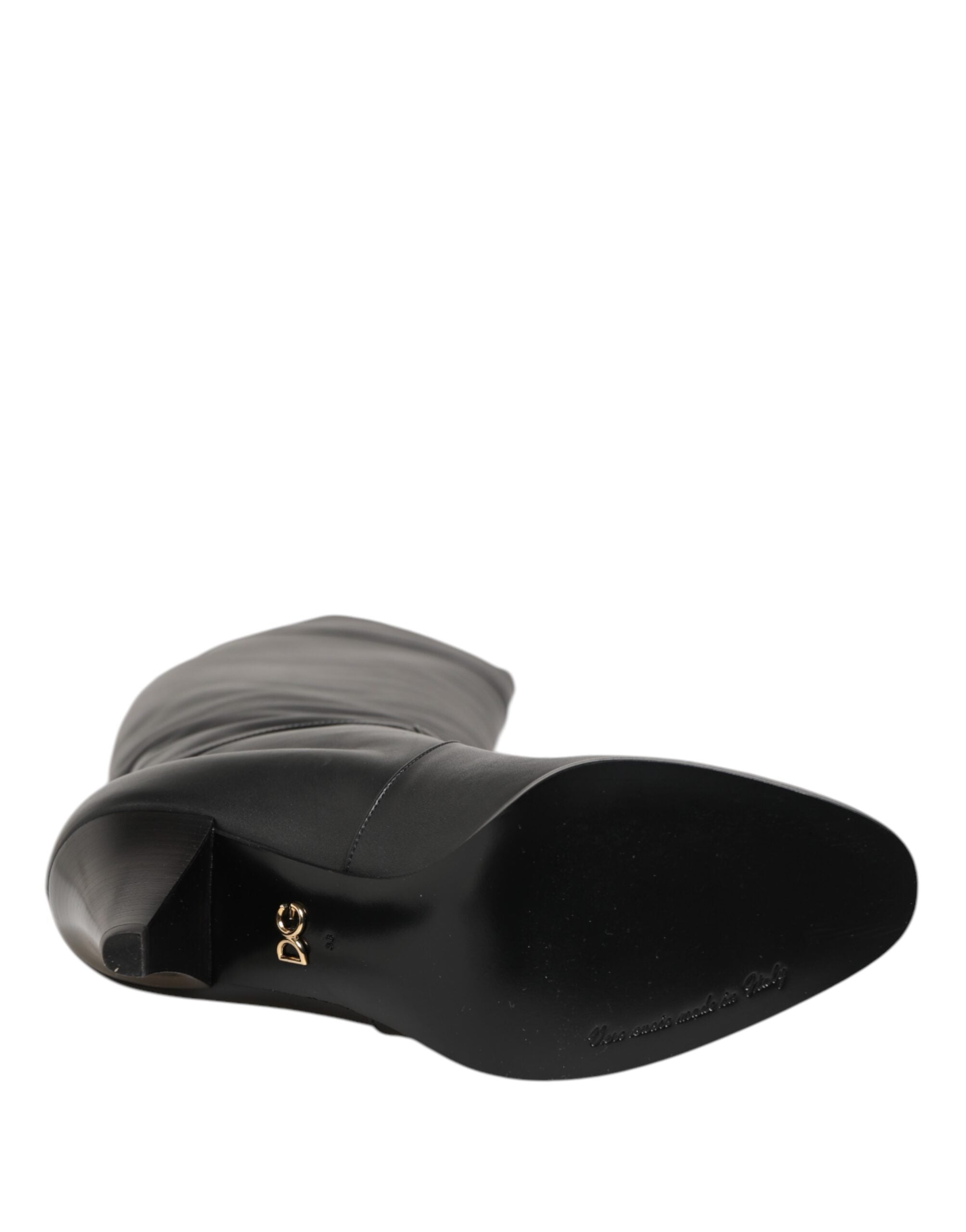 Black Leather Over-The-Knee DG Boots Shoes