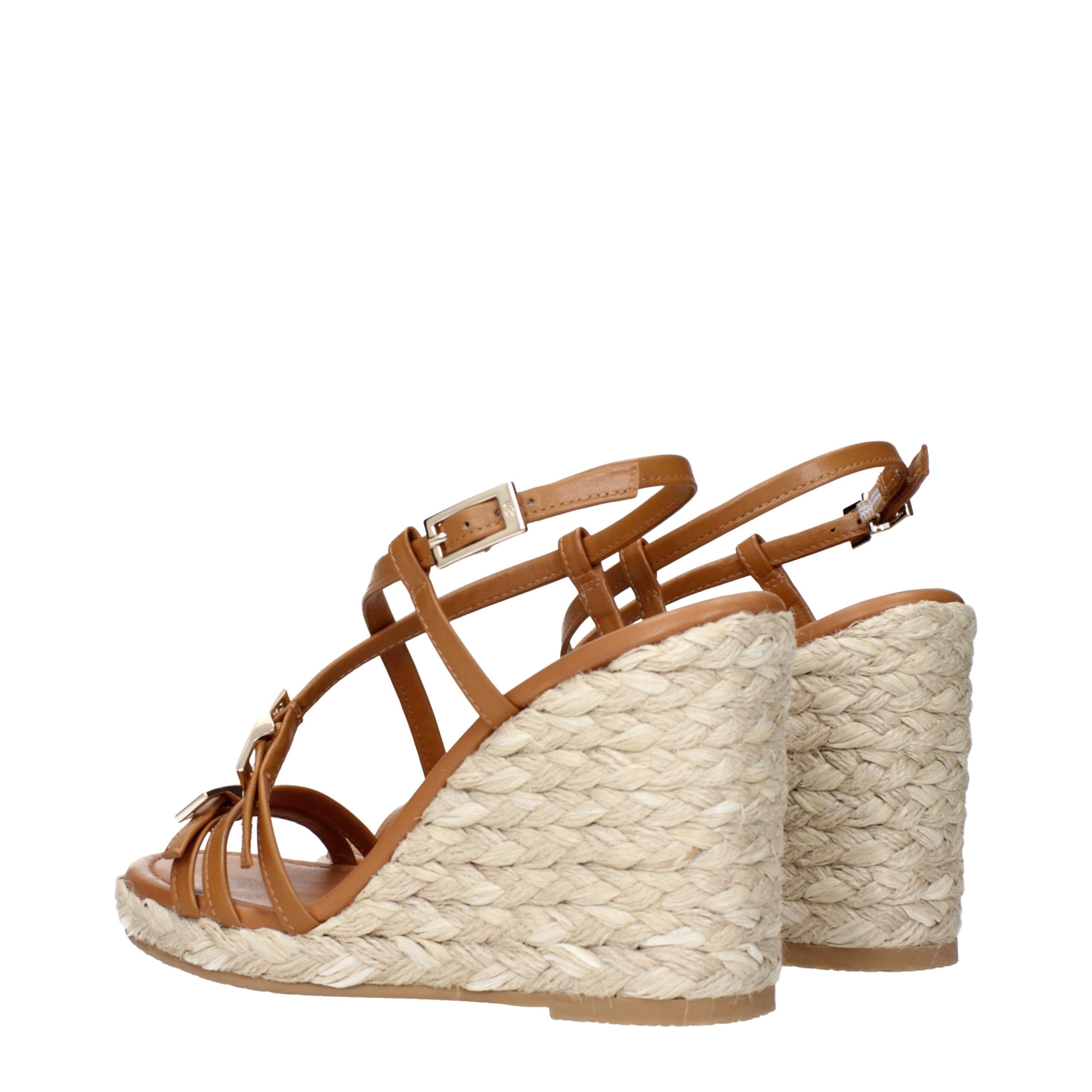 Brown Leather Wedge Sandals