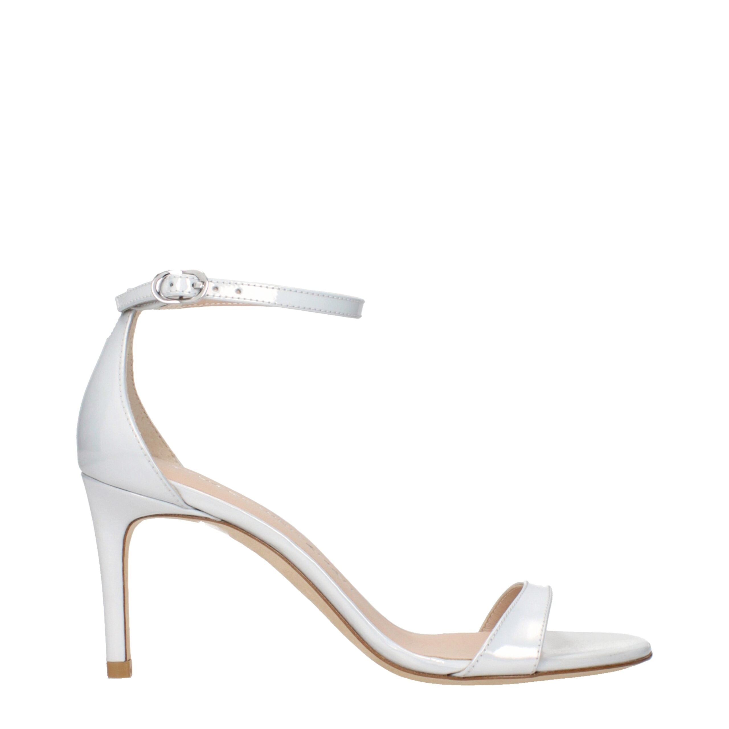 Blue Leather Stiletto Heel Sandals