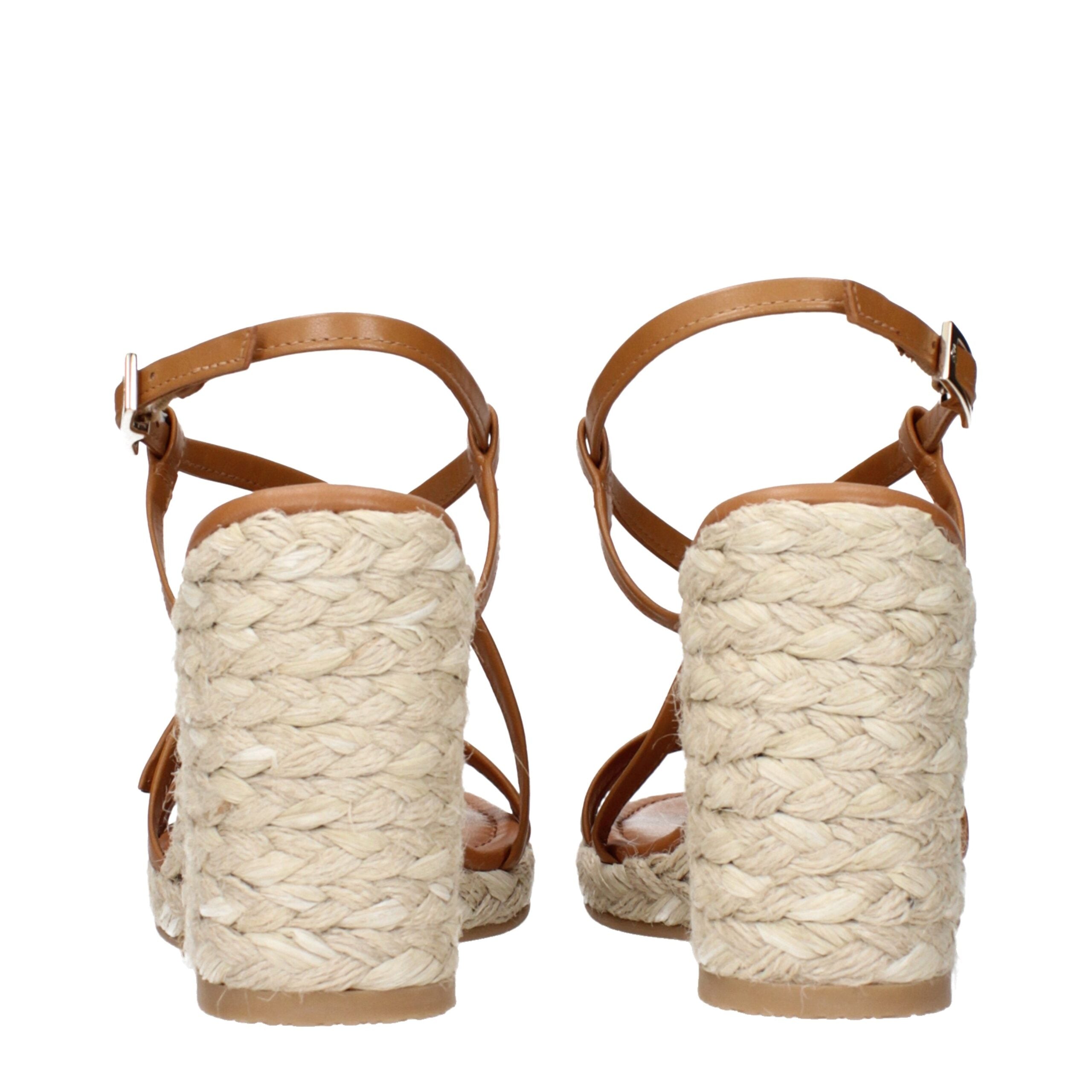 Brown Leather Wedge Sandals
