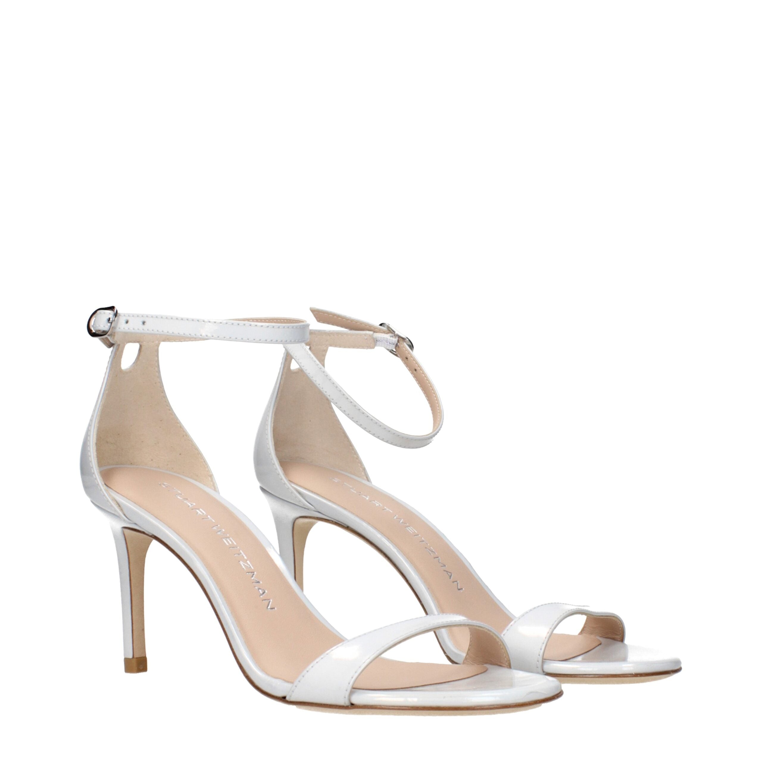 Blue Leather Stiletto Heel Sandals