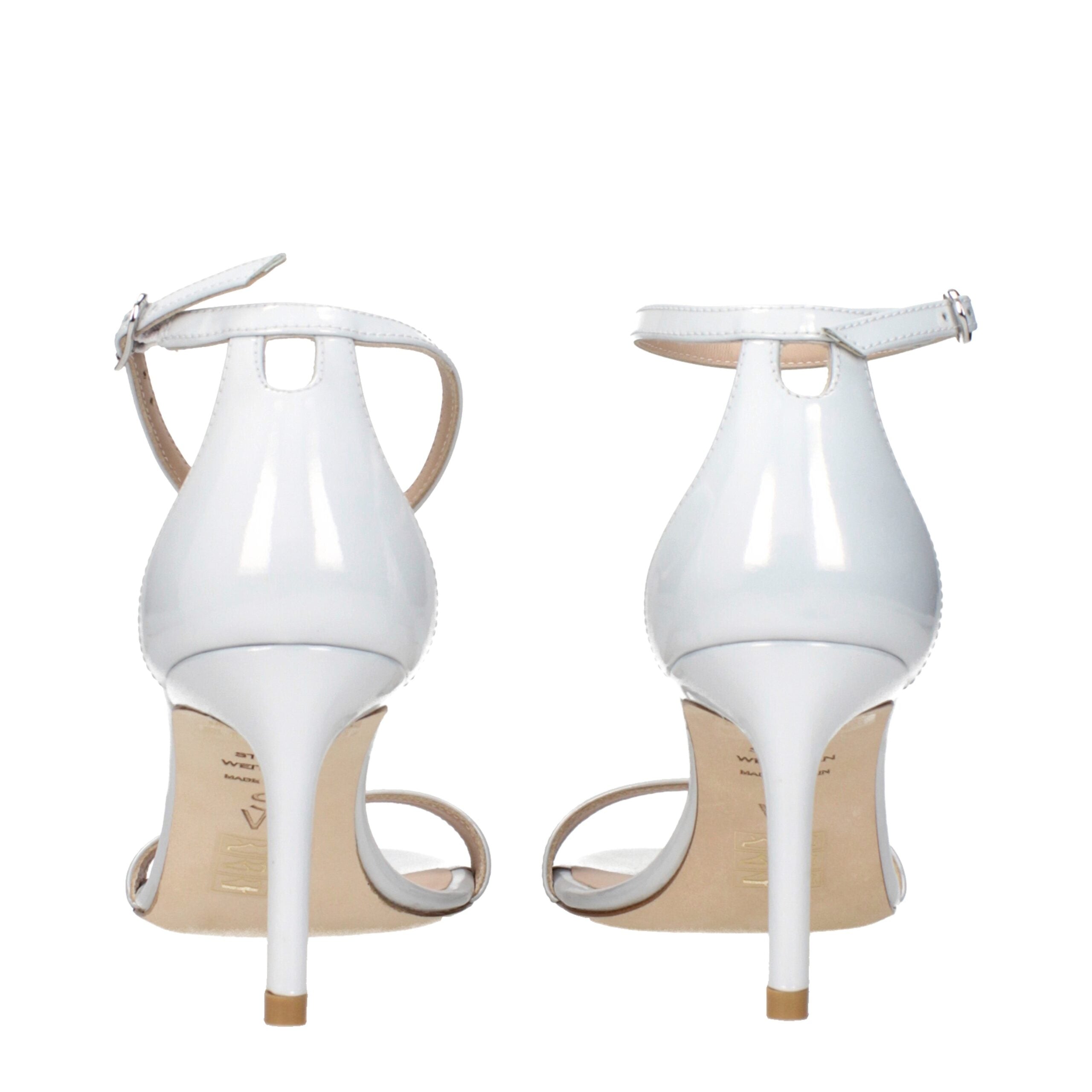 Blue Leather Stiletto Heel Sandals