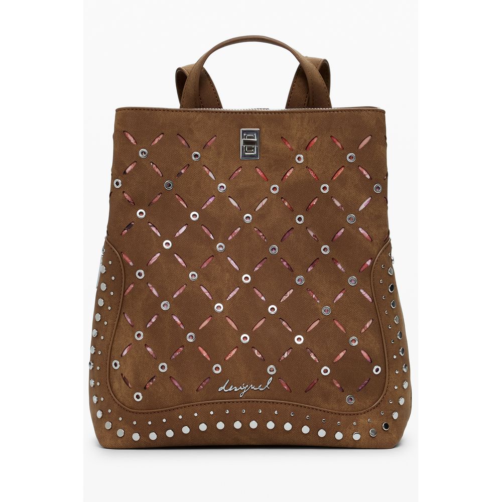 Brown Polyethylene Women Backpack