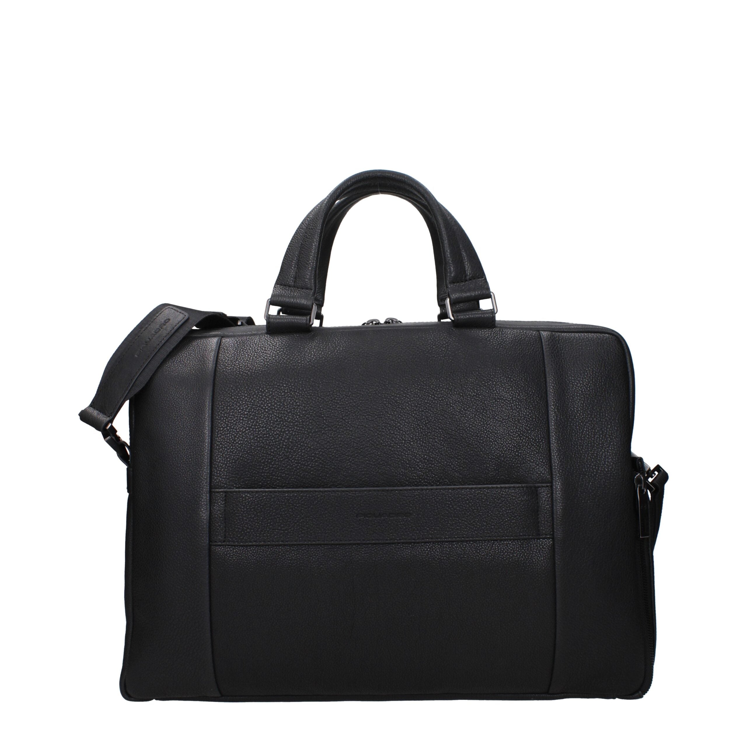 Black Leather Business And Laptop Bag