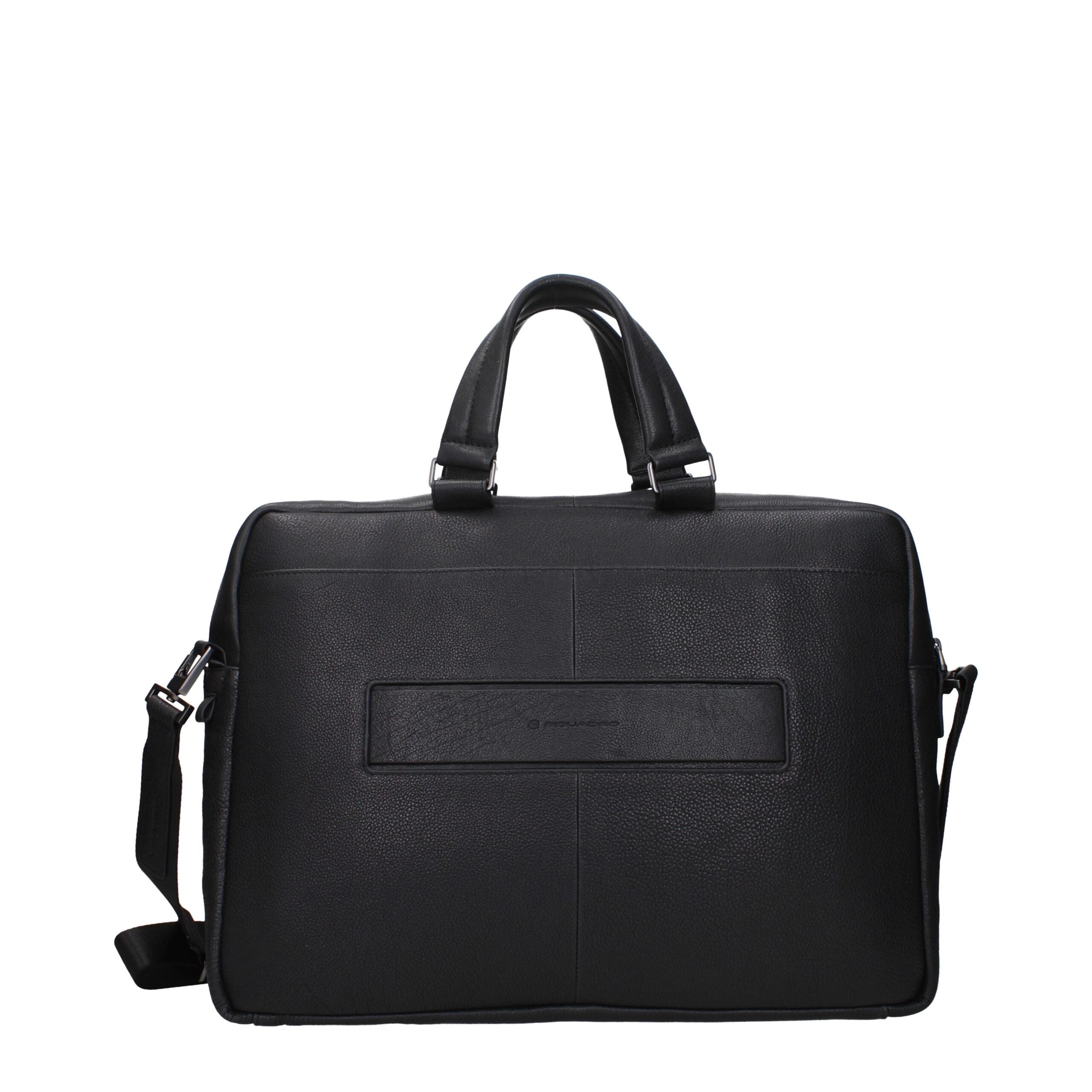 Black Leather Business And Laptop Bag