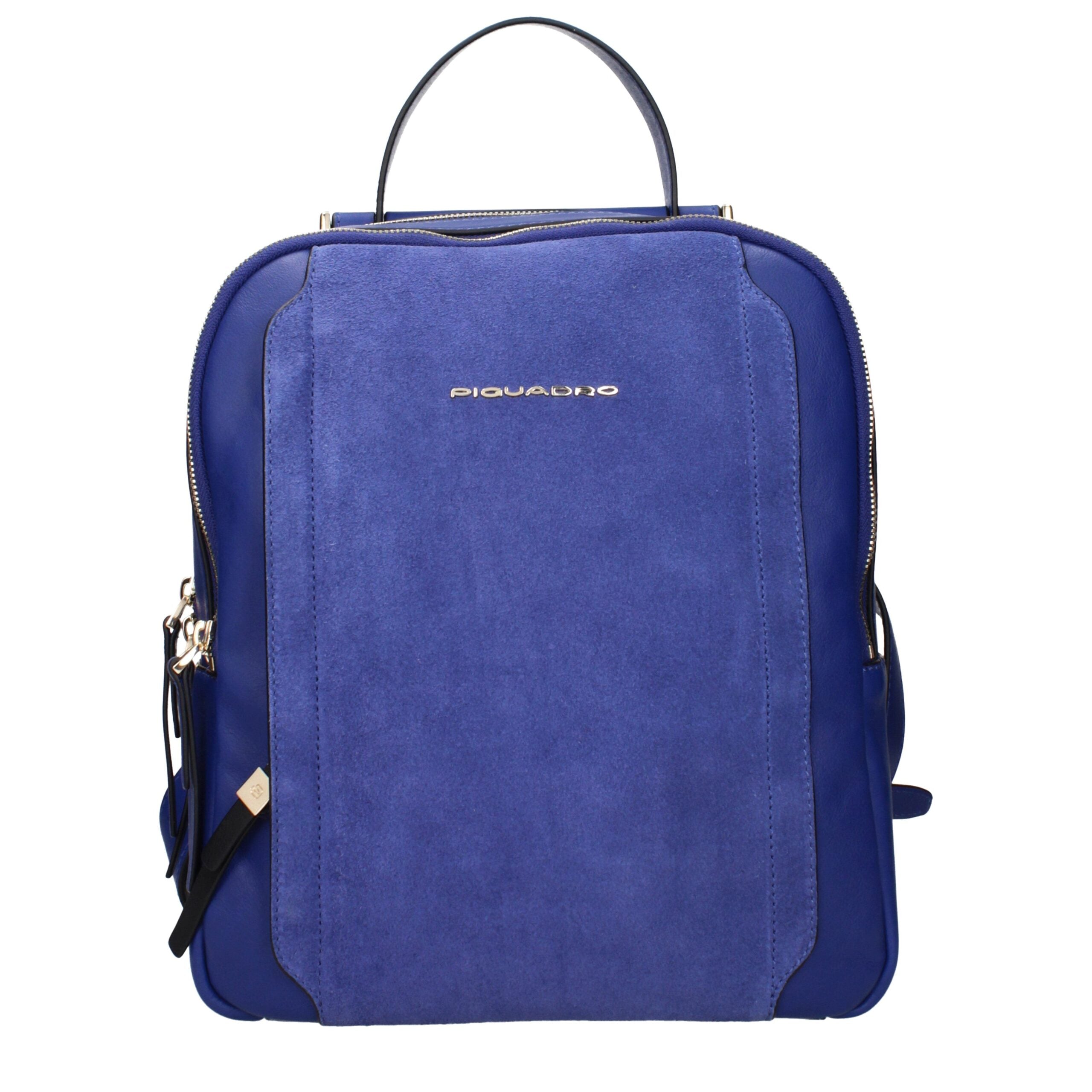 Blue Leather Backpack
