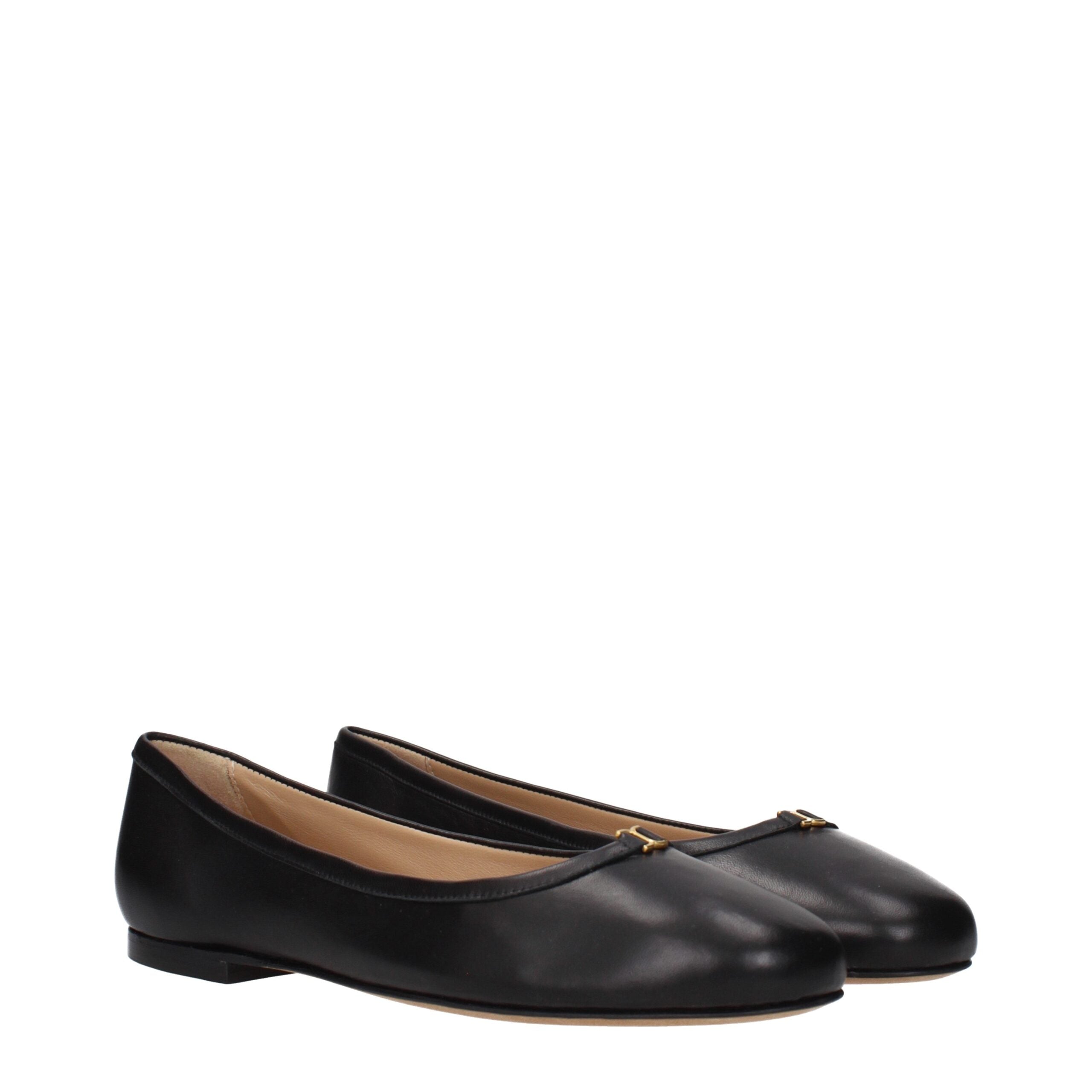 Black Leather Ballet Flats