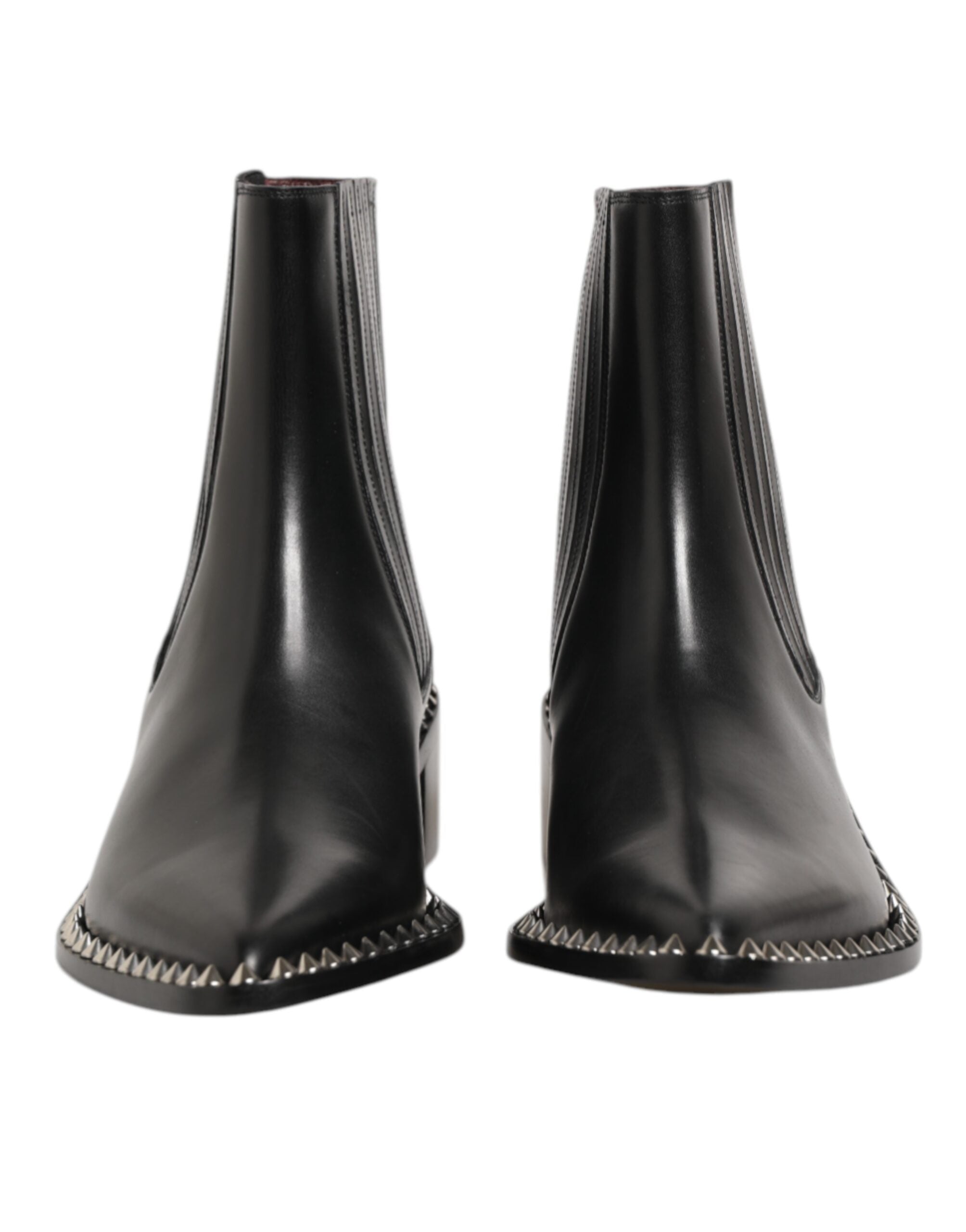 Black Leather Studded Men Short Boots Shoes